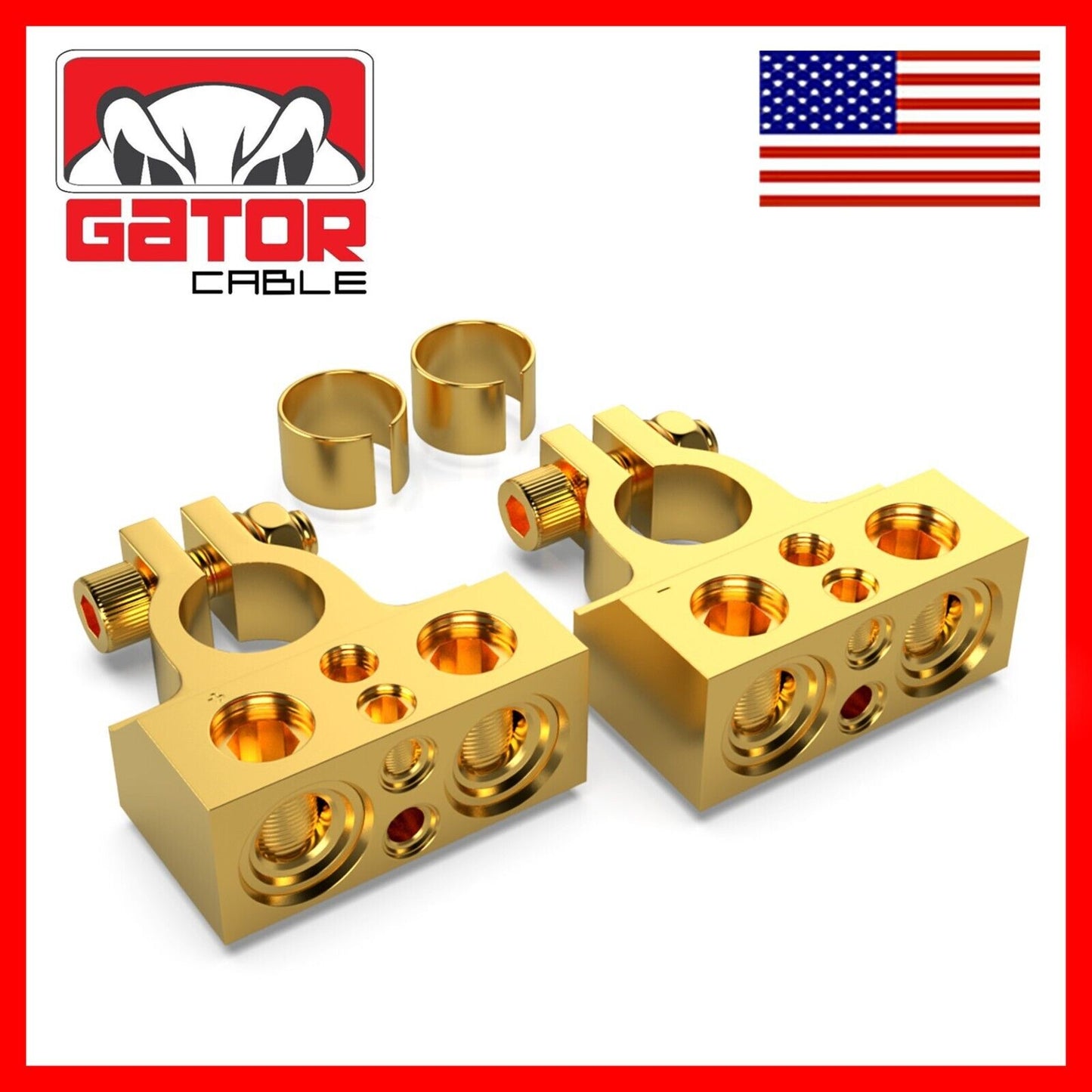 Car Battery Terminals Clamp Post 1/0 2 4 8 GA AWG Gauge Positive Negative Ports