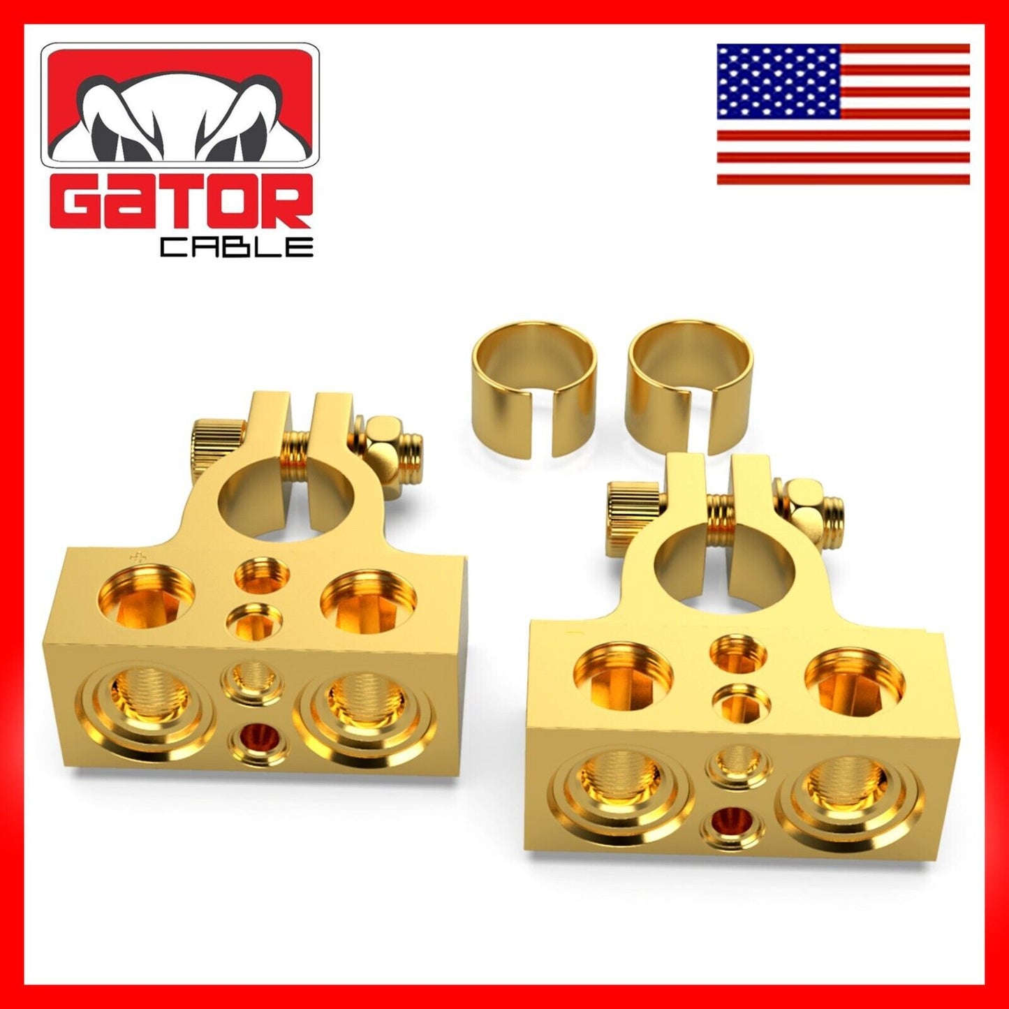 Car Battery Terminals Clamp Post 1/0 2 4 8 GA AWG Gauge Positive Negative Ports