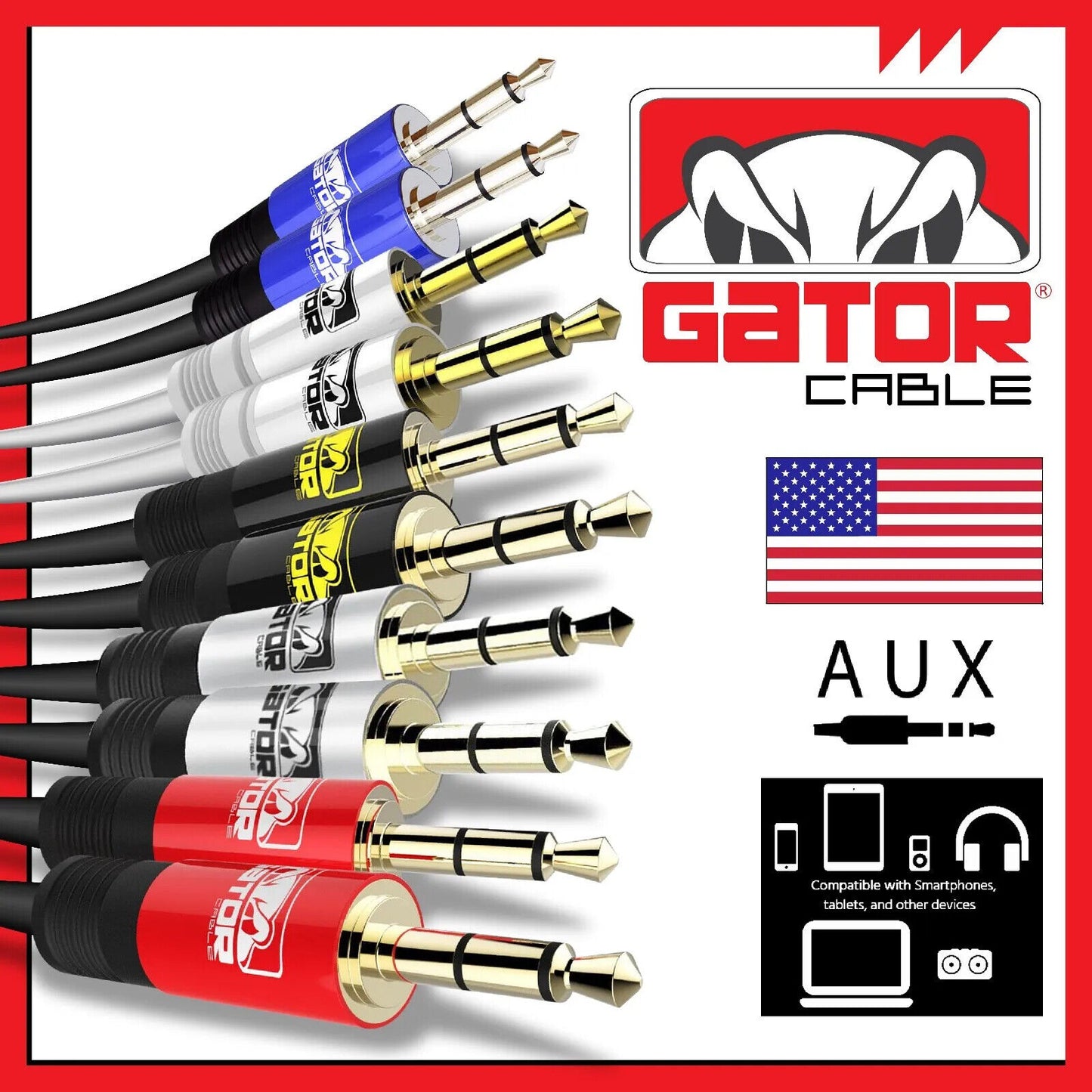 AUX 3.5mm Male to Male Audio Cable Cord For iPhone Samsung LG Mobile Phone 6FT