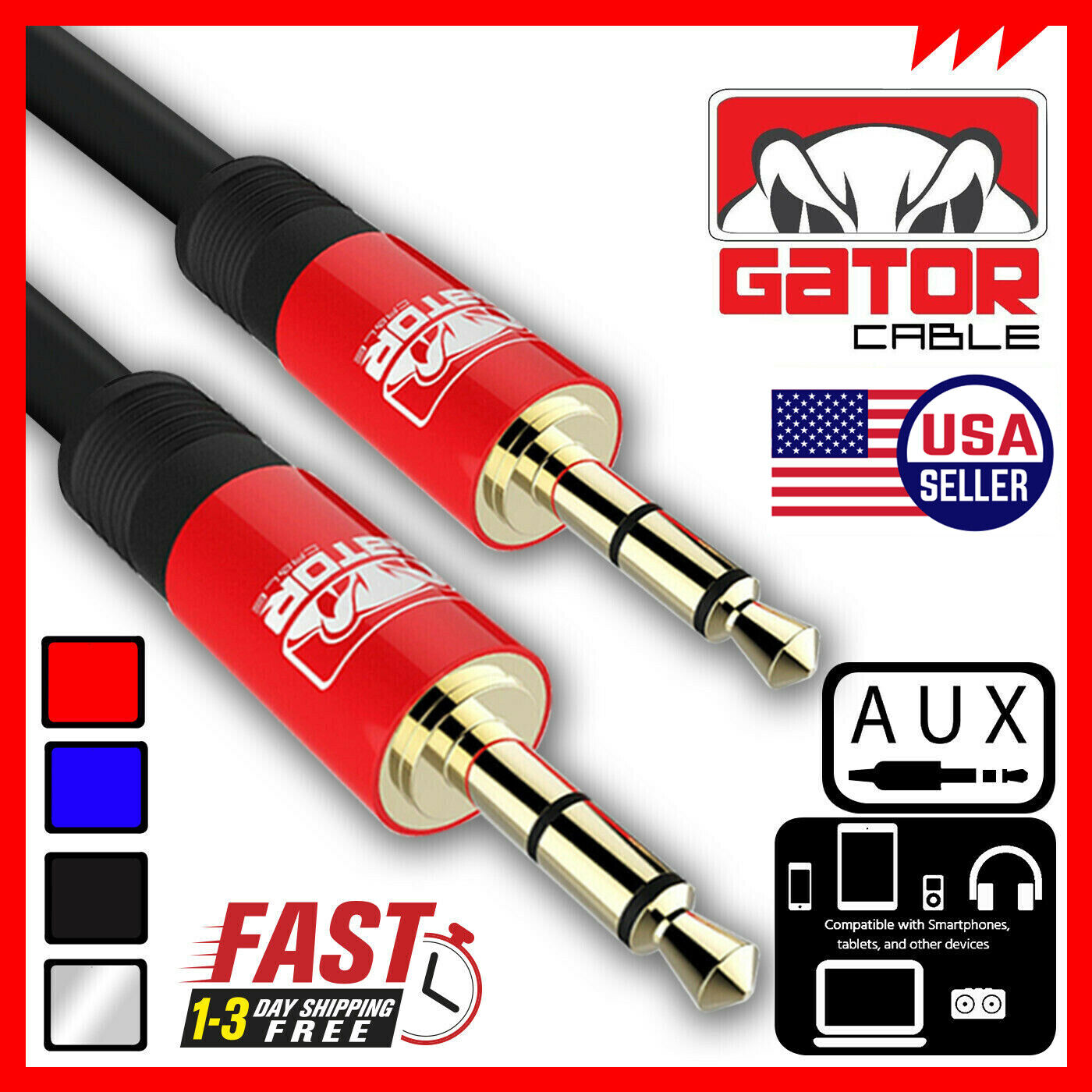AUX 3.5mm Male to Male Audio Cable Cord For iPhone Samsung LG Mobile Phone 6FT