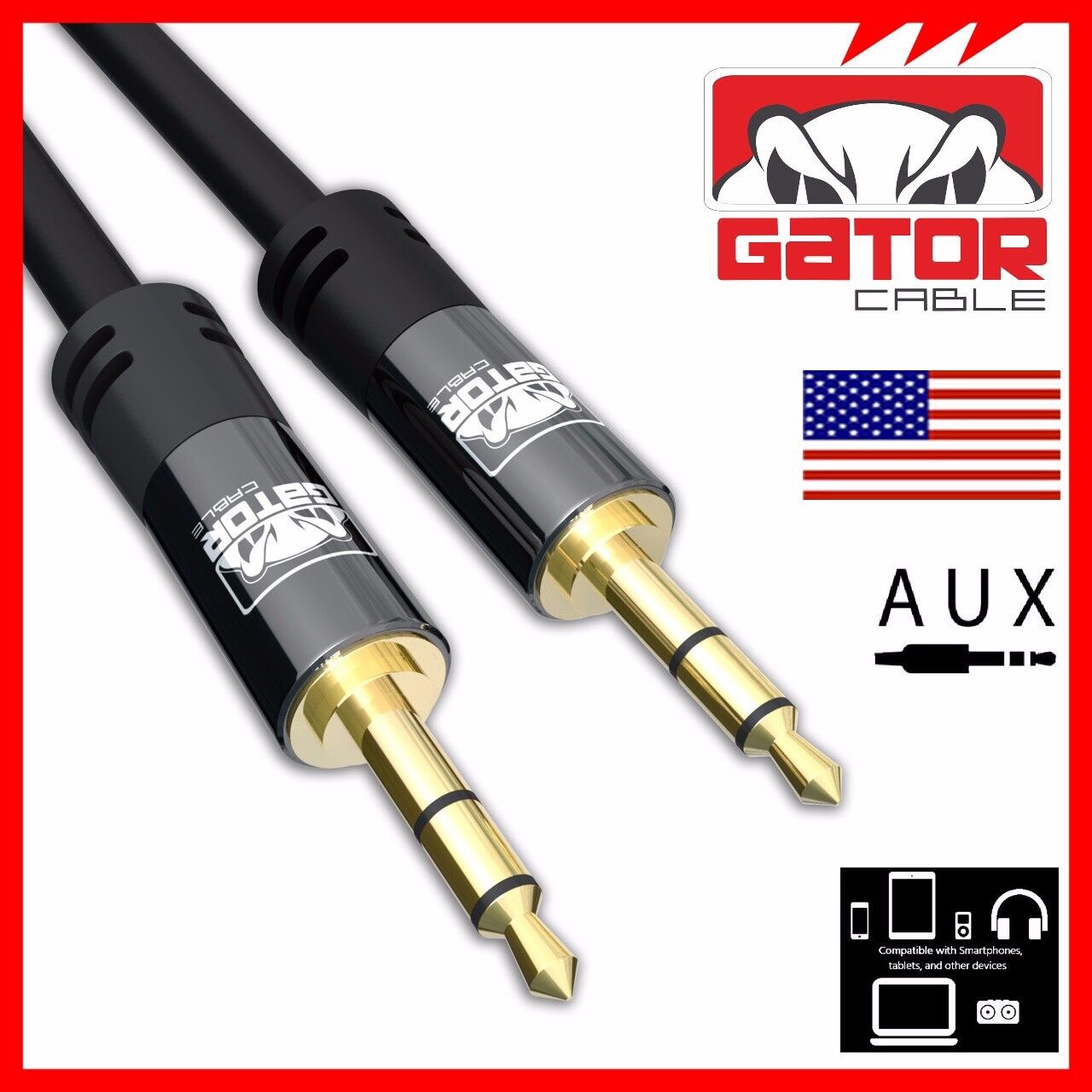 AUX 3.5mm Male to Male Audio Cable Cord For iPhone Samsung LG Mobile Phone 6FT