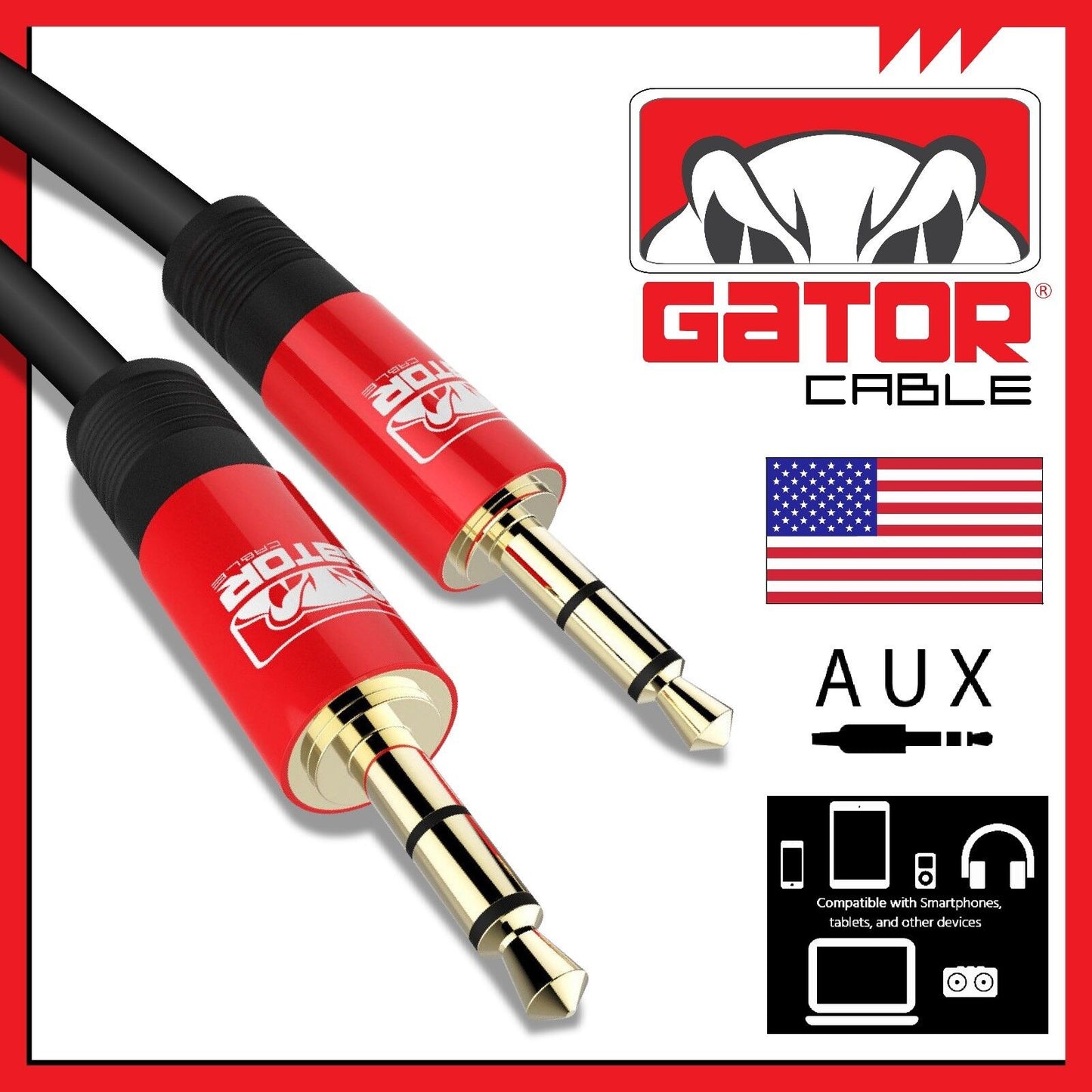 AUX 3.5mm Male to Male Audio Cable Cord For iPhone Samsung LG Mobile Phone 6FT