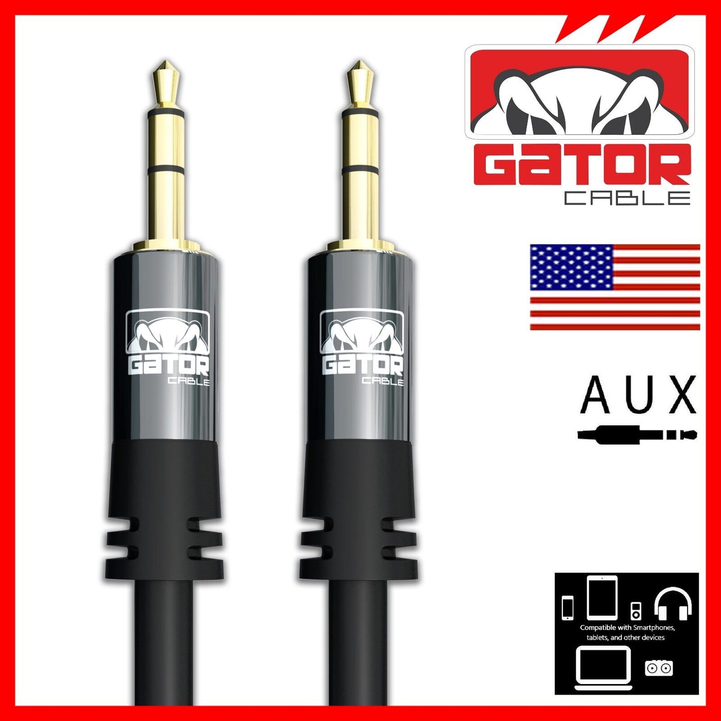 AUX 3.5mm Male to Male Audio Cable Cord For iPhone Samsung LG Mobile Phone 6FT