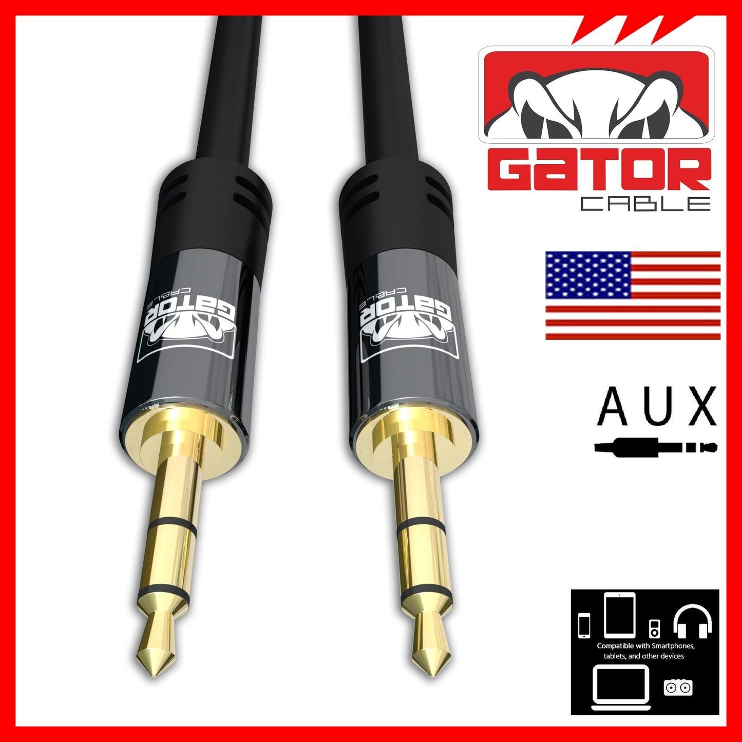 AUX 3.5mm Male to Male Audio Cable Cord For iPhone Samsung LG Mobile Phone 6FT