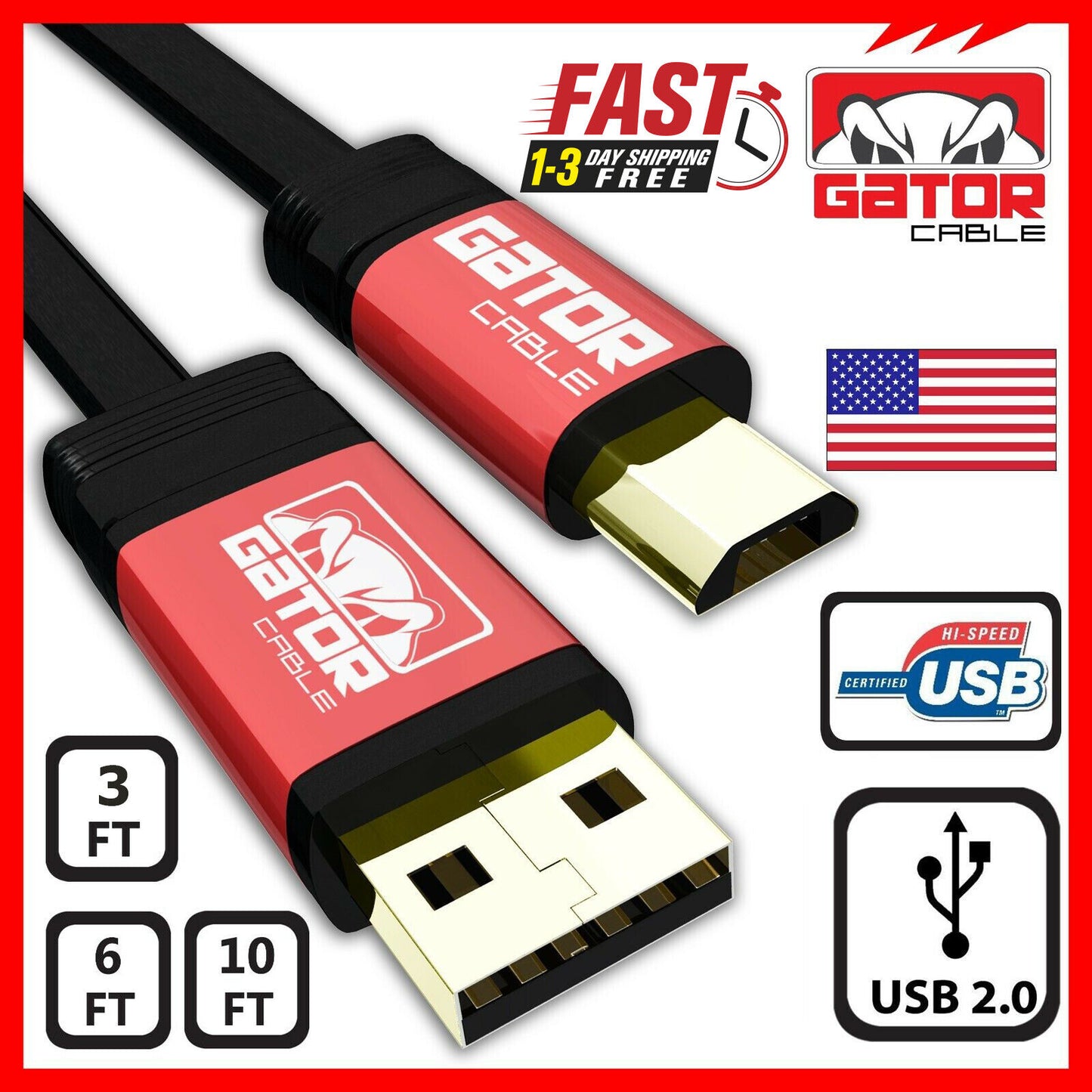 Micro USB Charger Cable Data Sync Powered For Samsung Android HTC LG Motorola