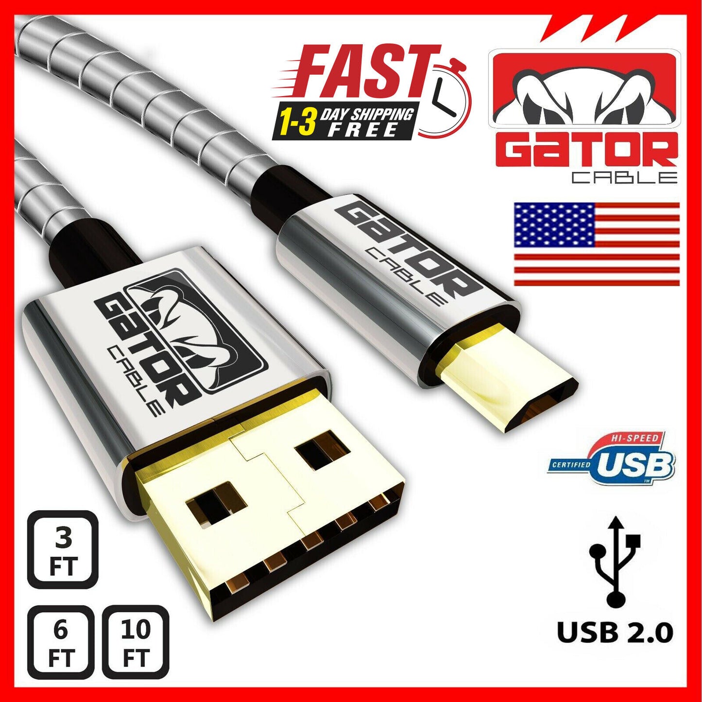 Micro USB Charger Cable Data Sync Powered For Samsung Android HTC LG Motorola