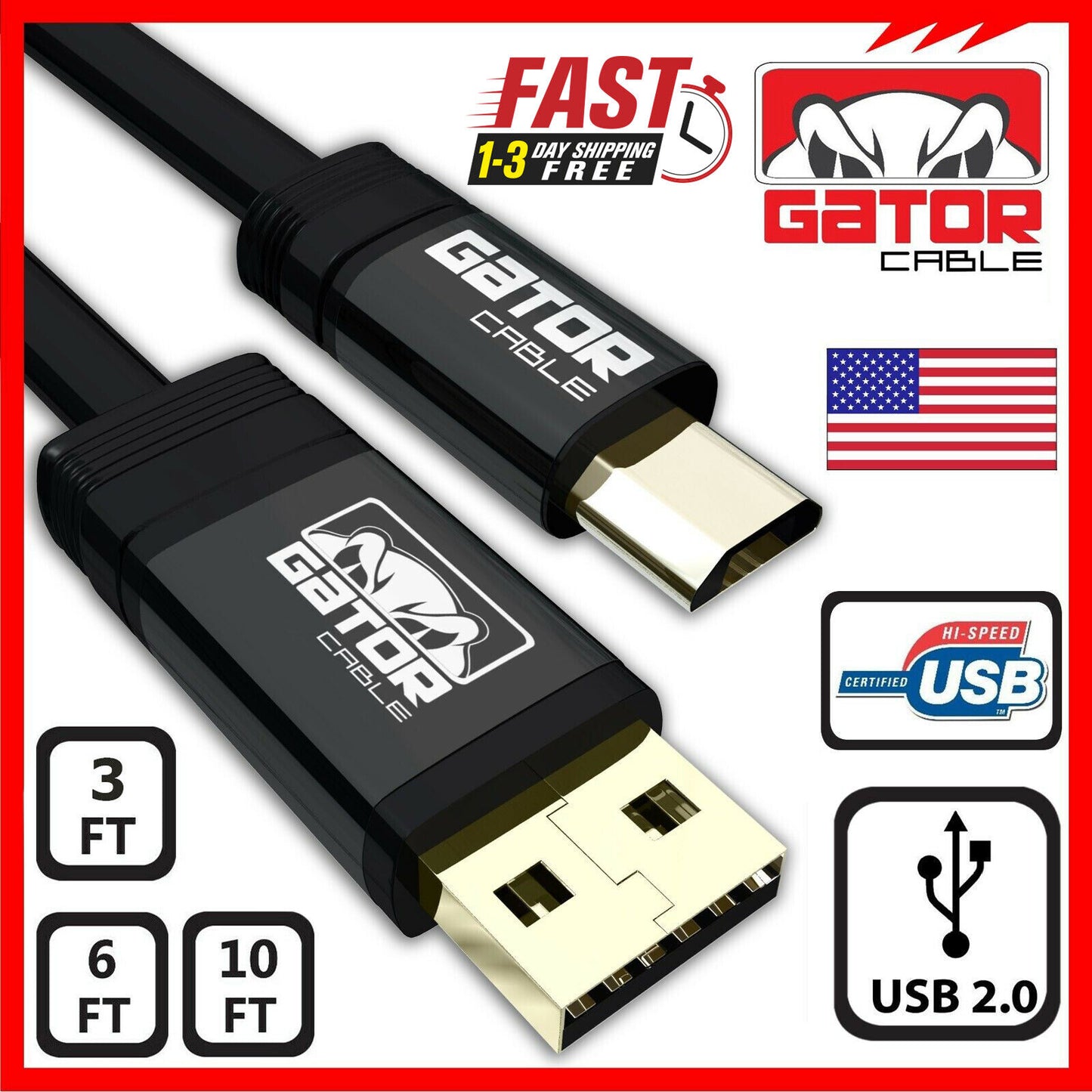 Micro USB Charger Cable Data Sync Powered For Samsung Android HTC LG Motorola