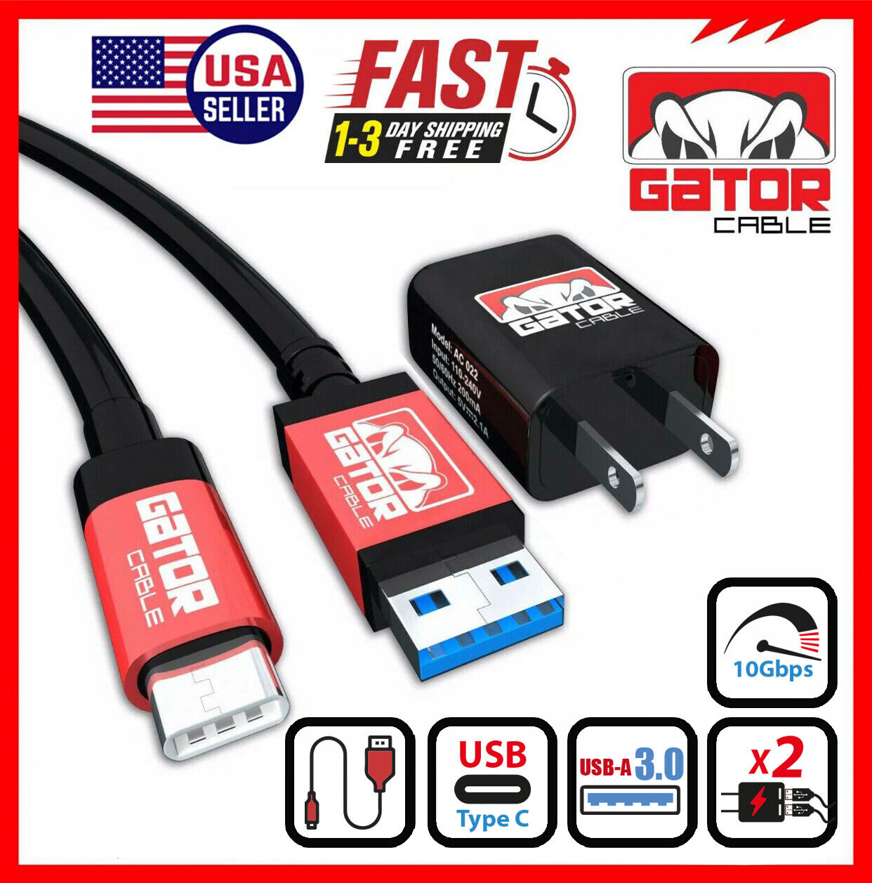 USB-C Charger Cable Data Sync Home Wall Charger for Samsung LG Motorola Android