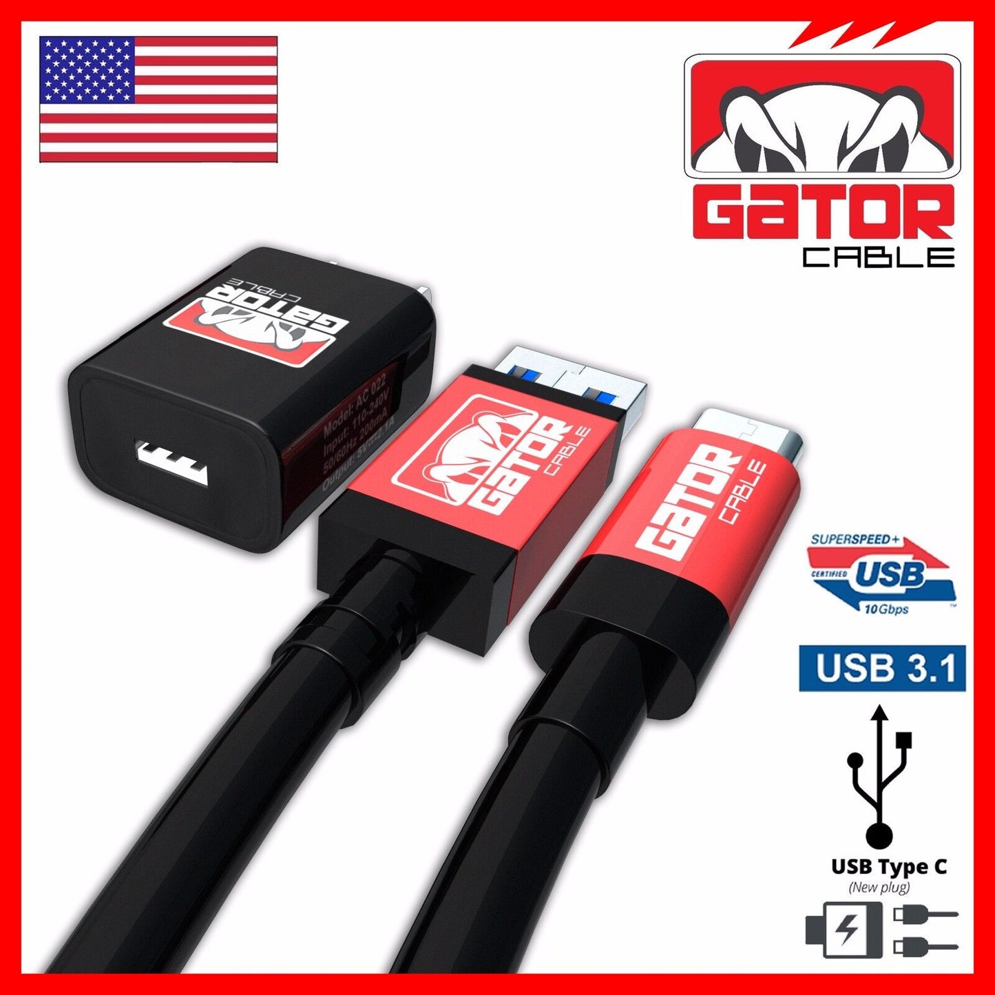 USB-C Charger Cable Data Sync Home Wall Charger for Samsung LG Motorola Android