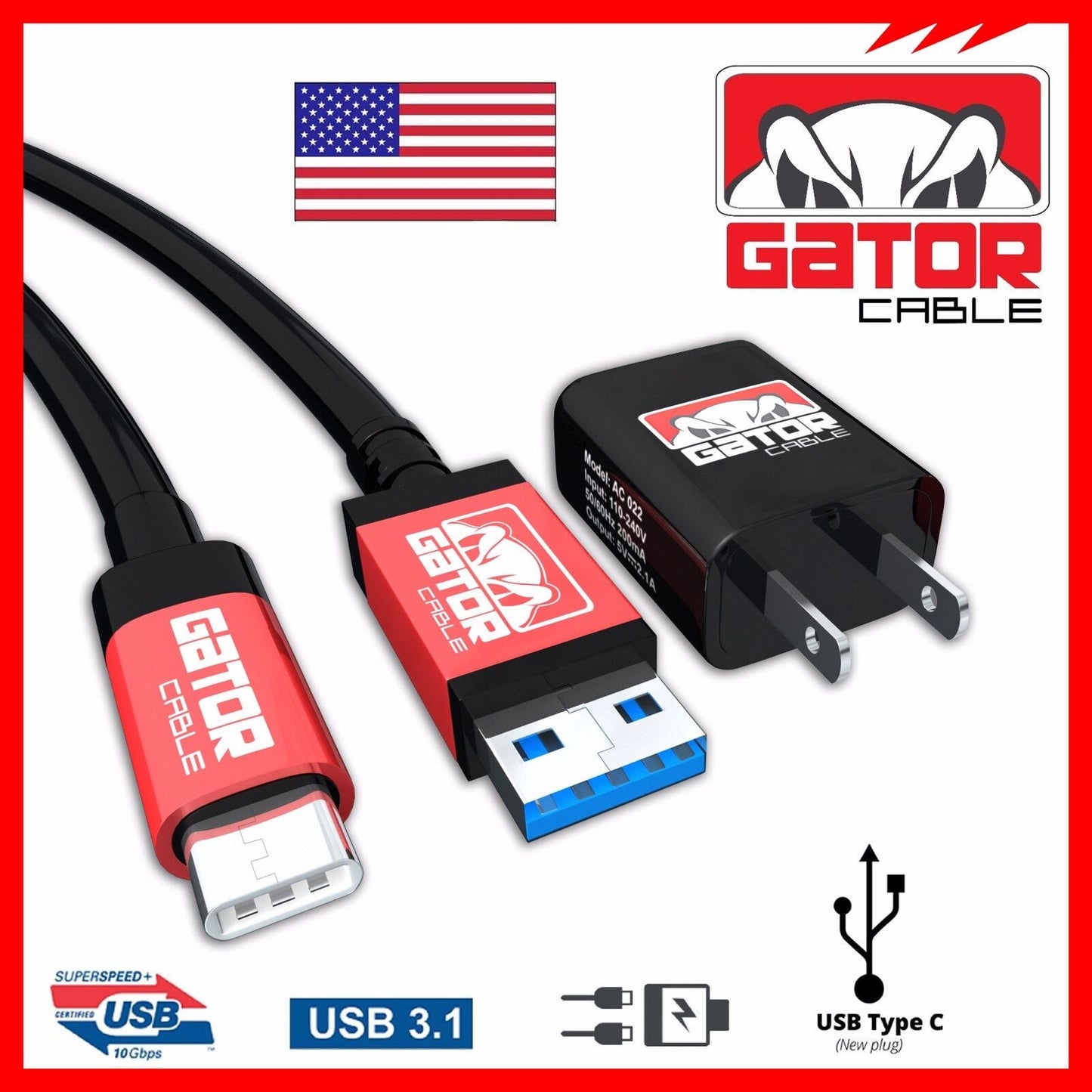 USB-C Charger Cable Data Sync Home Wall Charger for Samsung LG Motorola Android