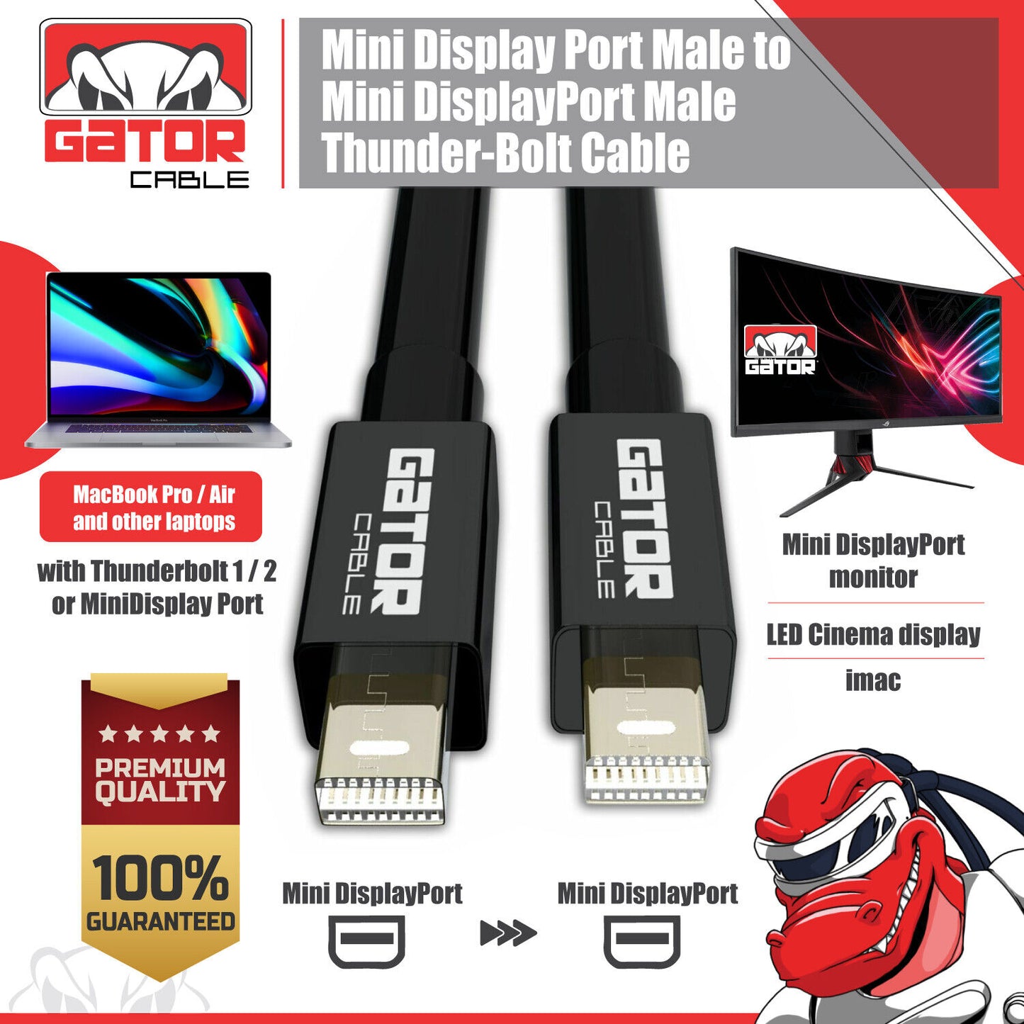 Mini DisplayPort to Mini DisplayPort Cable Audio Video Data HD Thunderbolt 6FT
