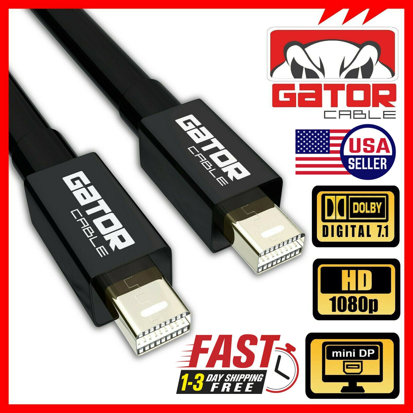 Mini DisplayPort to Mini DisplayPort Cable Audio Video Data HD Thunderbolt 6FT