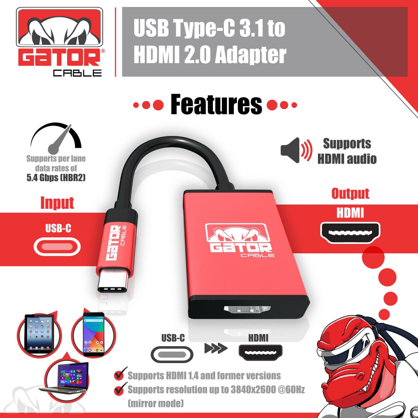 USB-C to HDMI Phone Adapter 4K 1080P HDTV for Android Samsung LG HTC Moto MacPro