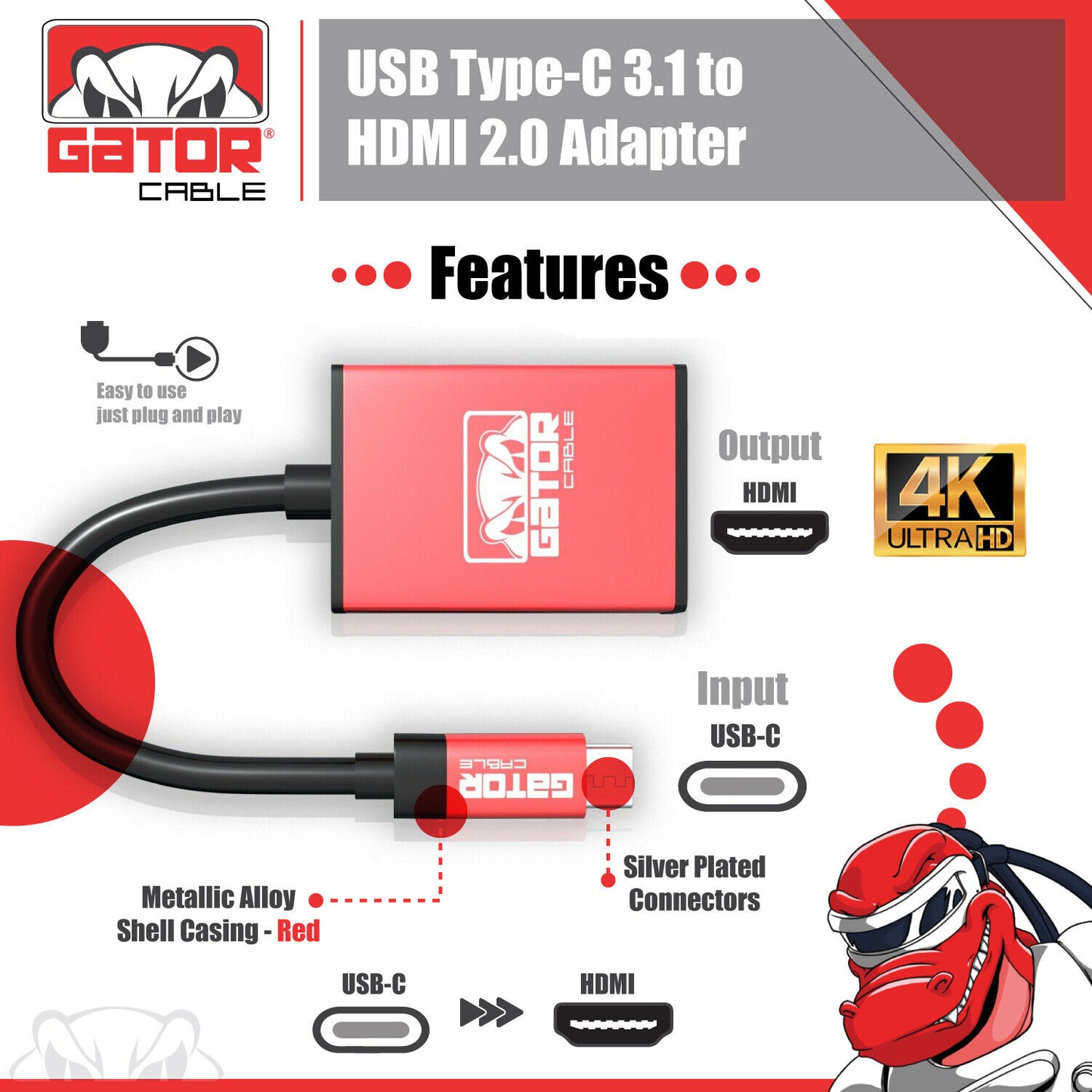 USB-C to HDMI Phone Adapter 4K 1080P HDTV for Android Samsung LG HTC Moto MacPro