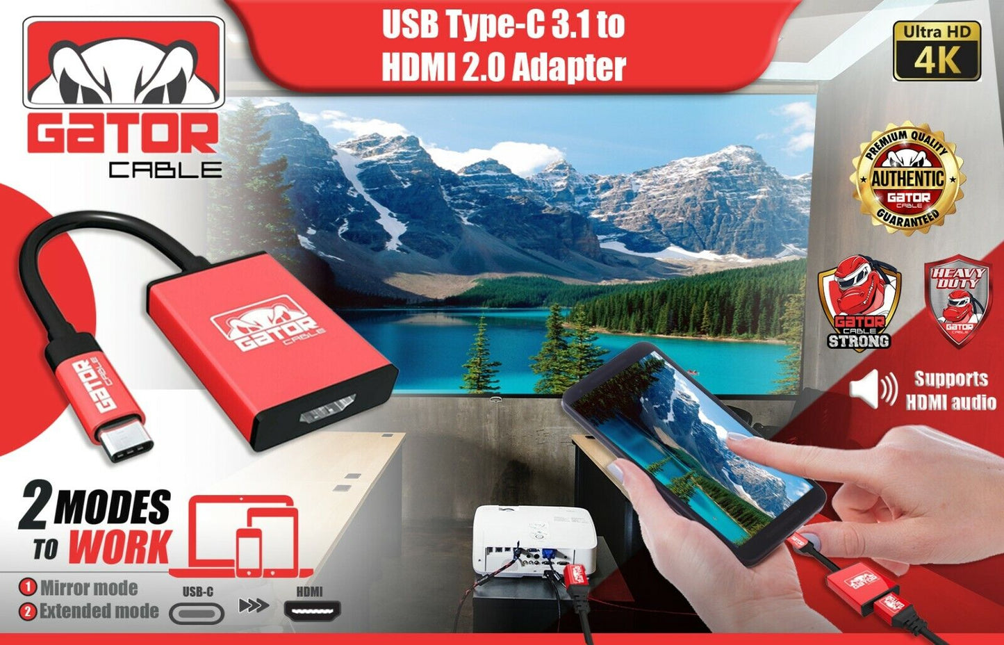 USB-C to HDMI Phone Adapter 4K 1080P HDTV for Android Samsung LG HTC Moto MacPro