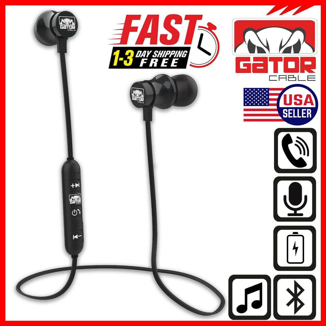 Wireless Bluetooth Earphones Earbuds Headphones Sport Stereo with MIC Bass Phone