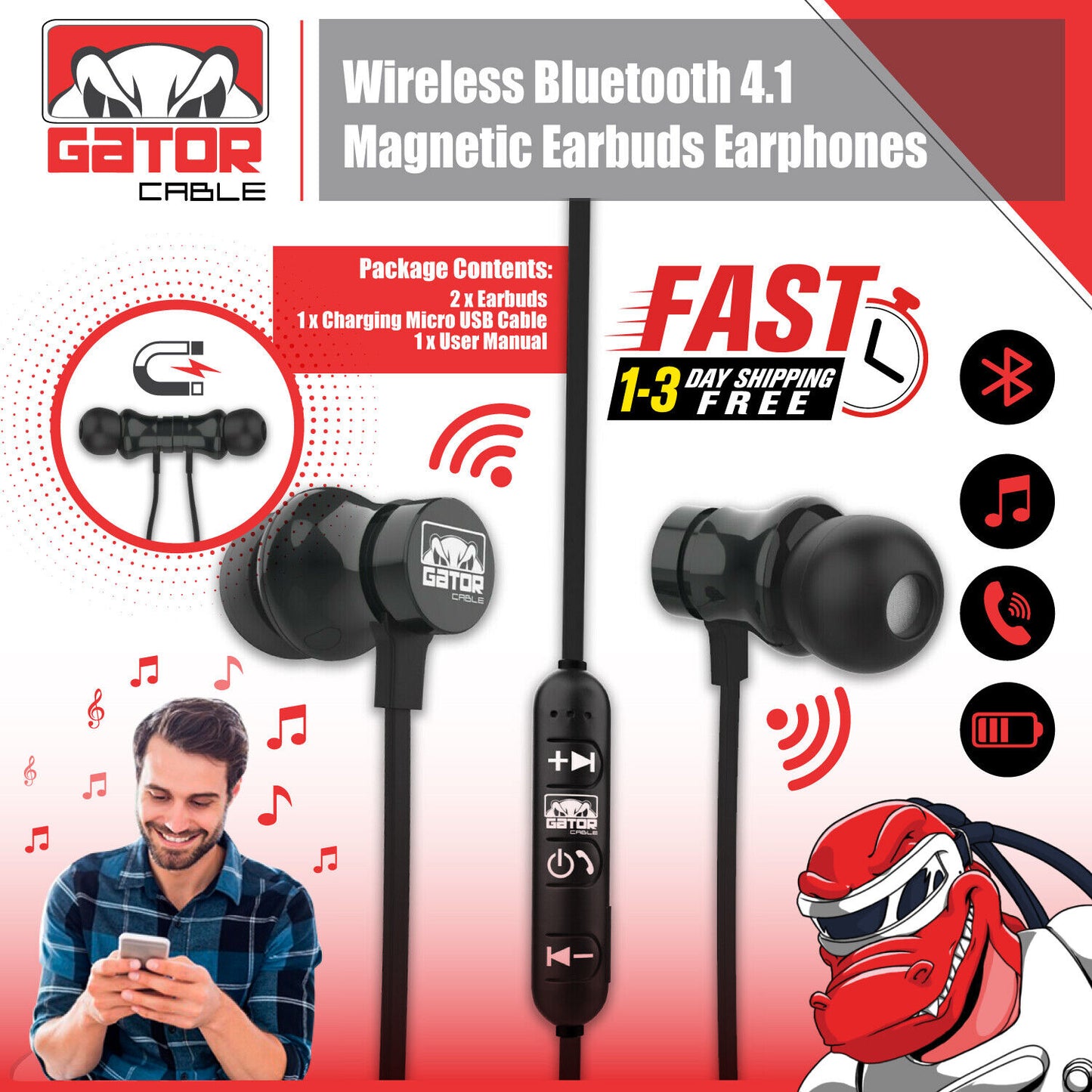 Wireless Bluetooth Earphones Earbuds Headphones Sport Stereo with MIC Bass Phone
