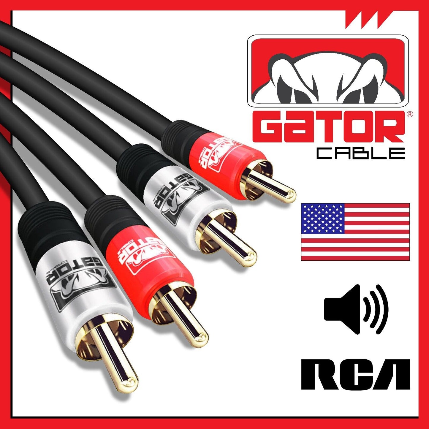 2RCA to 2RCA Male Stereo Audio Patch Coaxial Cable Cord L/R Gold Plated Plug