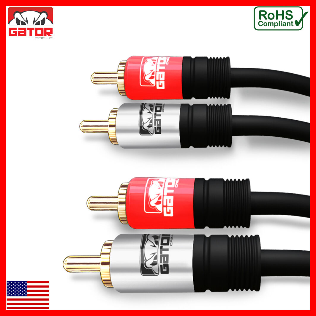 2RCA to 2RCA Male Stereo Audio Patch Coaxial Cable Cord L/R Gold Plated Plug
