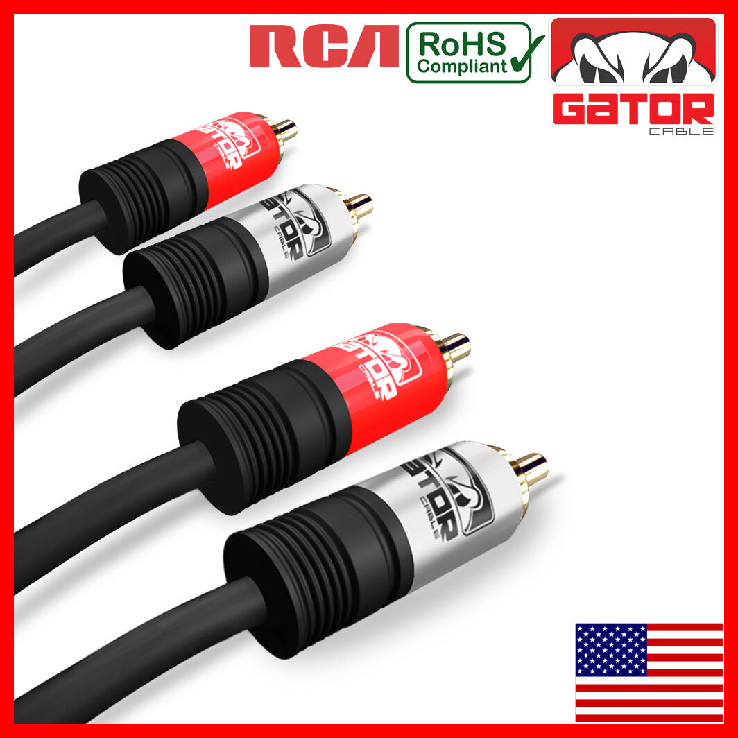 2RCA to 2RCA Male Stereo Audio Patch Coaxial Cable Cord L/R Gold Plated Plug