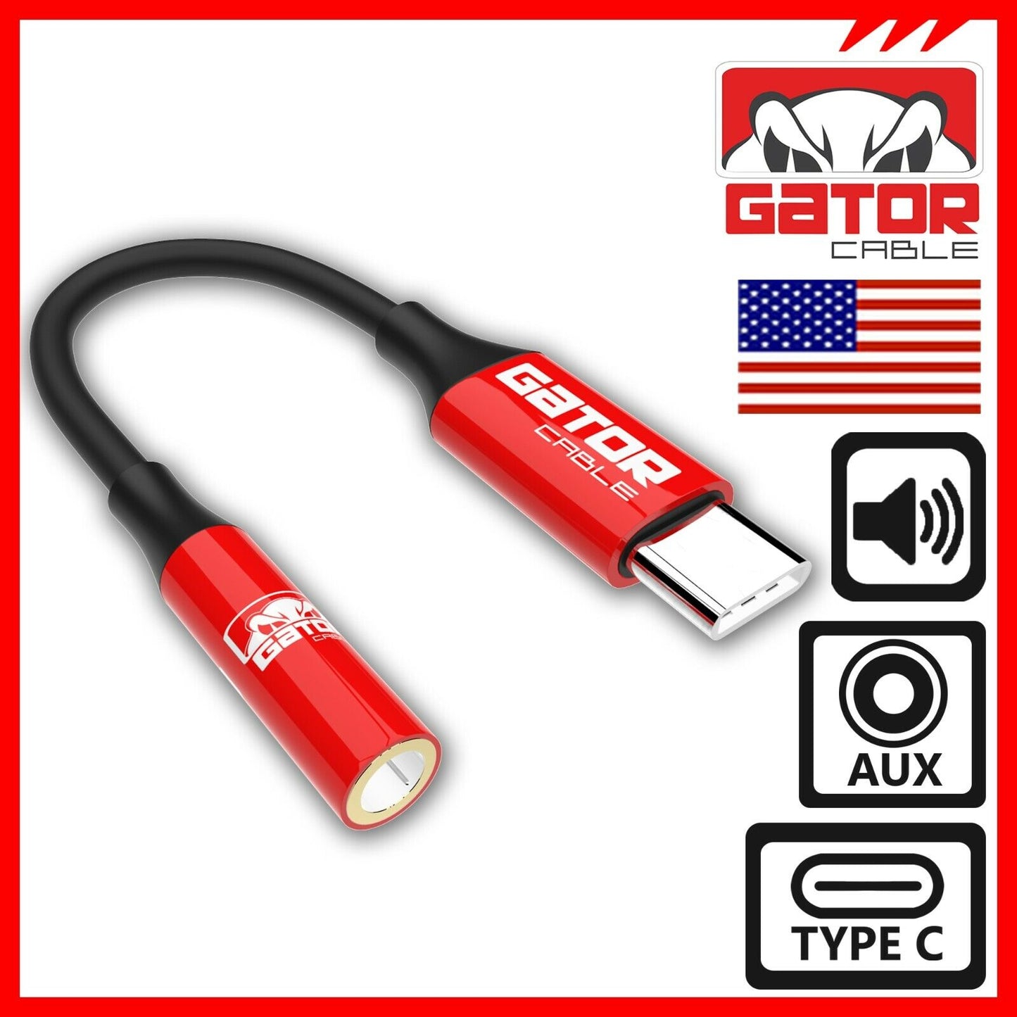 USB-C to AUX 3.5mm Audio Adapter Jack For Earphones Headphones Mobile Phone