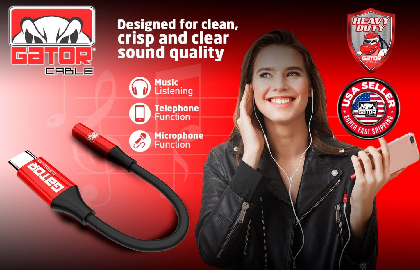 USB-C to AUX 3.5mm Audio Adapter Jack For Earphones Headphones Mobile Phone