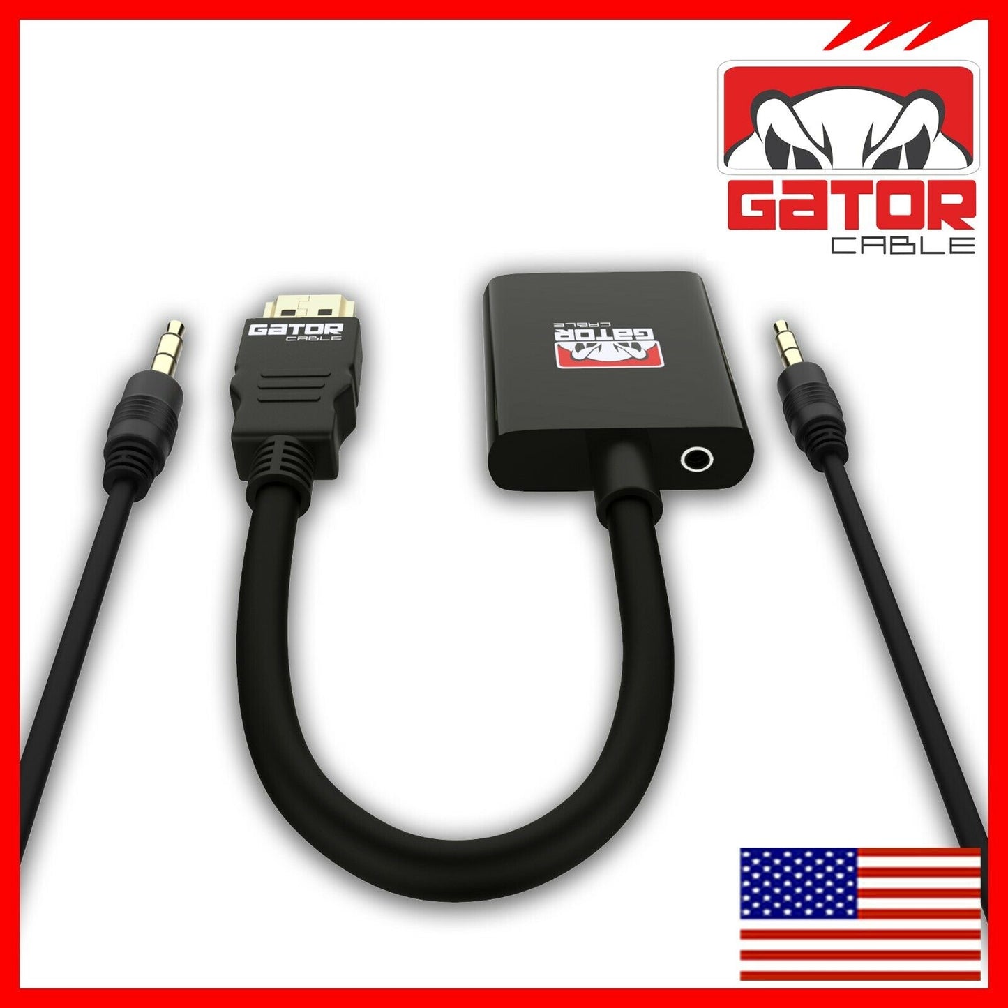 HDMI to VGA Adapter Video Audio with AUX 3.5mm Connector Cable Converter 1080P