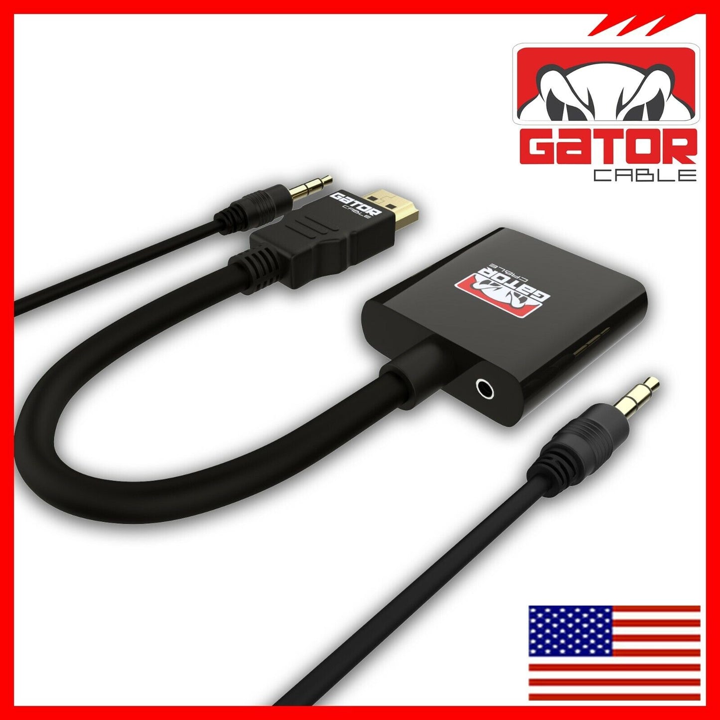 HDMI to VGA Adapter Video Audio with AUX 3.5mm Connector Cable Converter 1080P