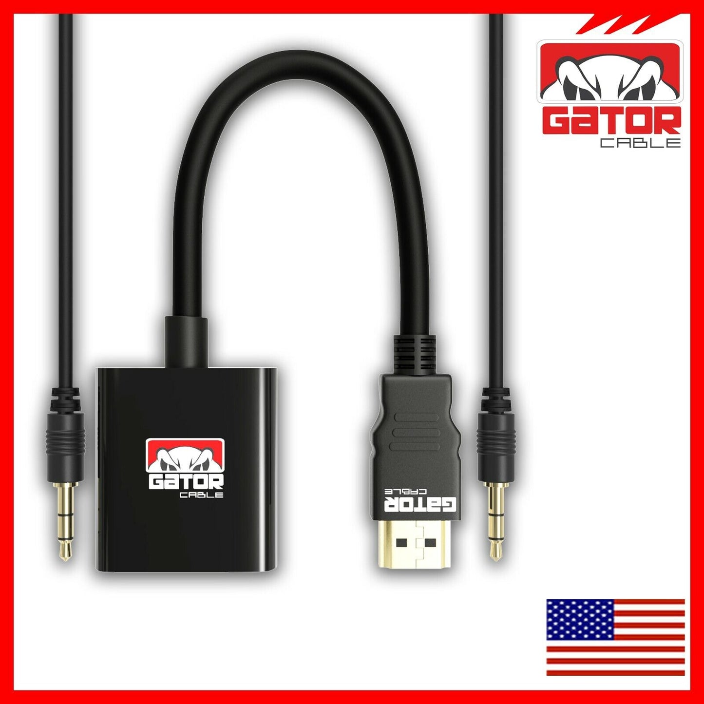 HDMI to VGA Adapter Video Audio with AUX 3.5mm Connector Cable Converter 1080P