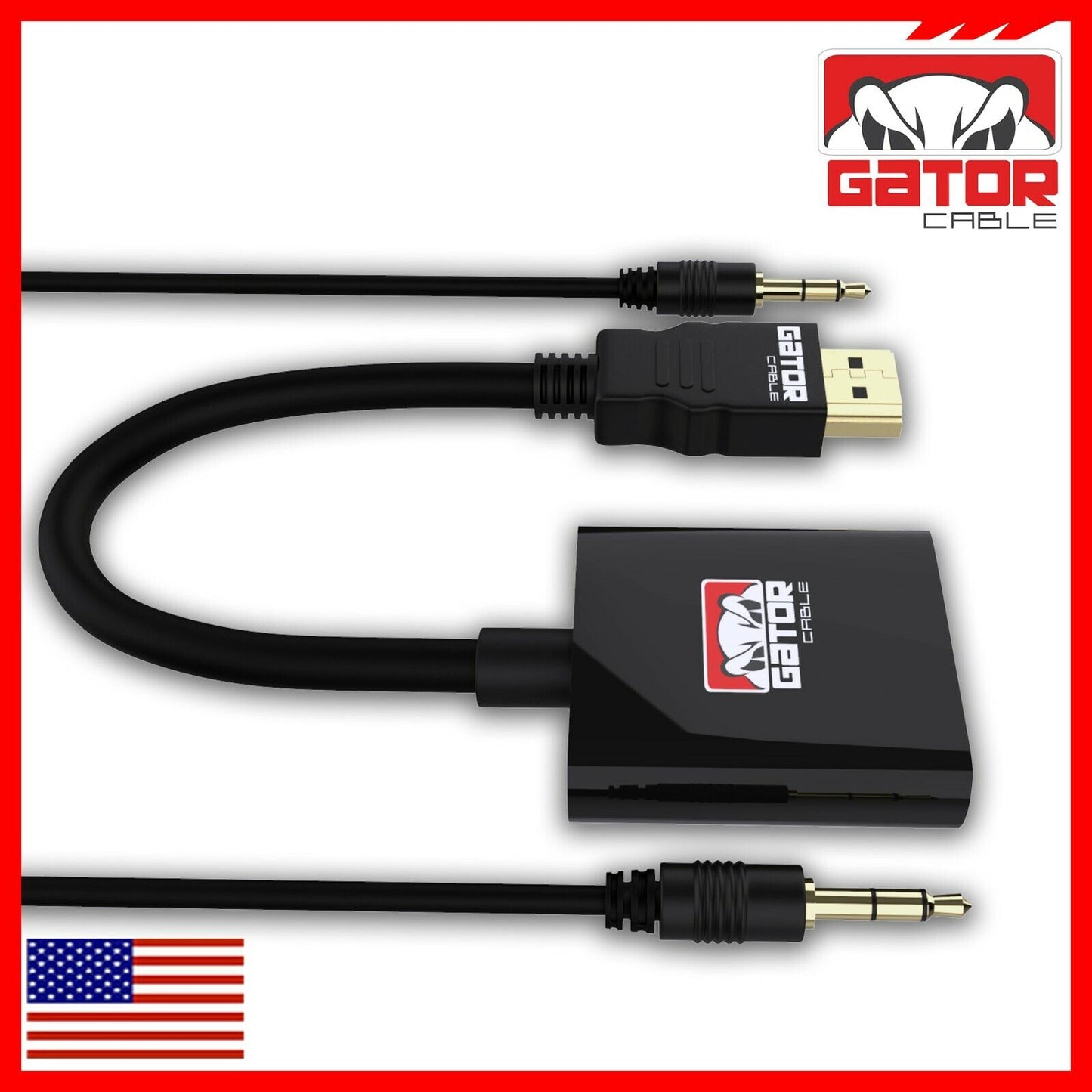 HDMI to VGA Adapter Video Audio with AUX 3.5mm Connector Cable Converter 1080P