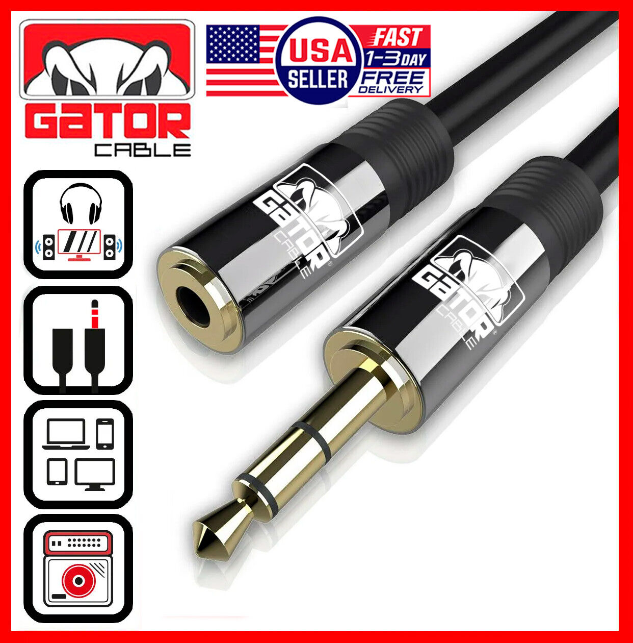 AUX 3.5mm Extension Cable Male to Female Adapter Stereo Audio Headphone Cord 6FT