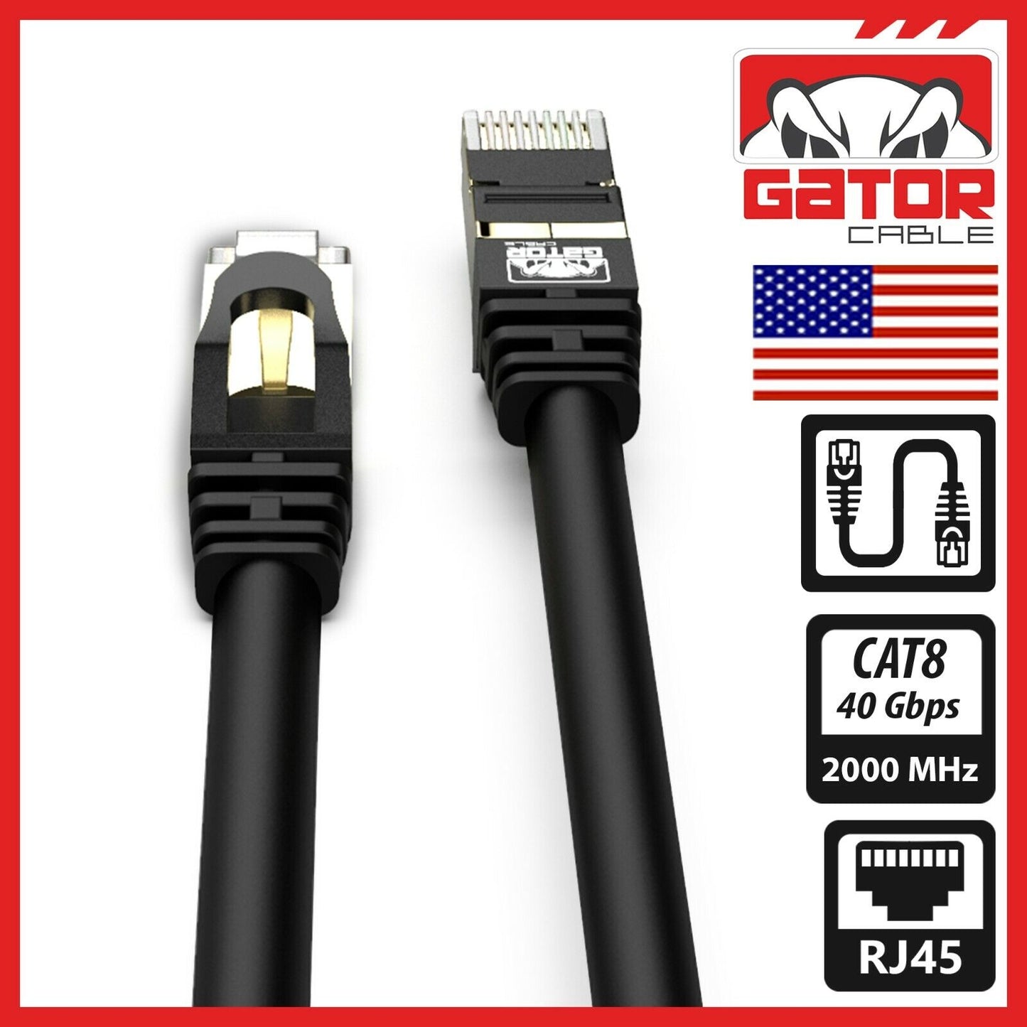 Cat 8 Ethernet RJ45 Cable Super Speed 40Gbps Patch LAN Network Gold Plated Lot