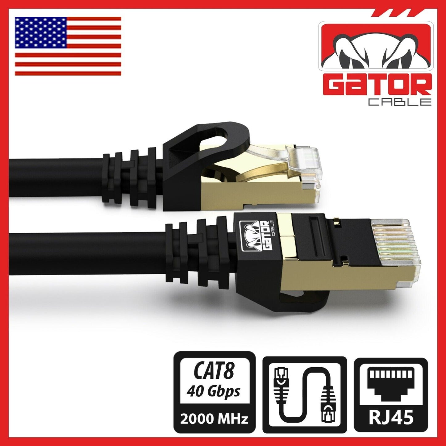 Cat 8 Ethernet RJ45 Cable Super Speed 40Gbps Patch LAN Network Gold Plated Lot