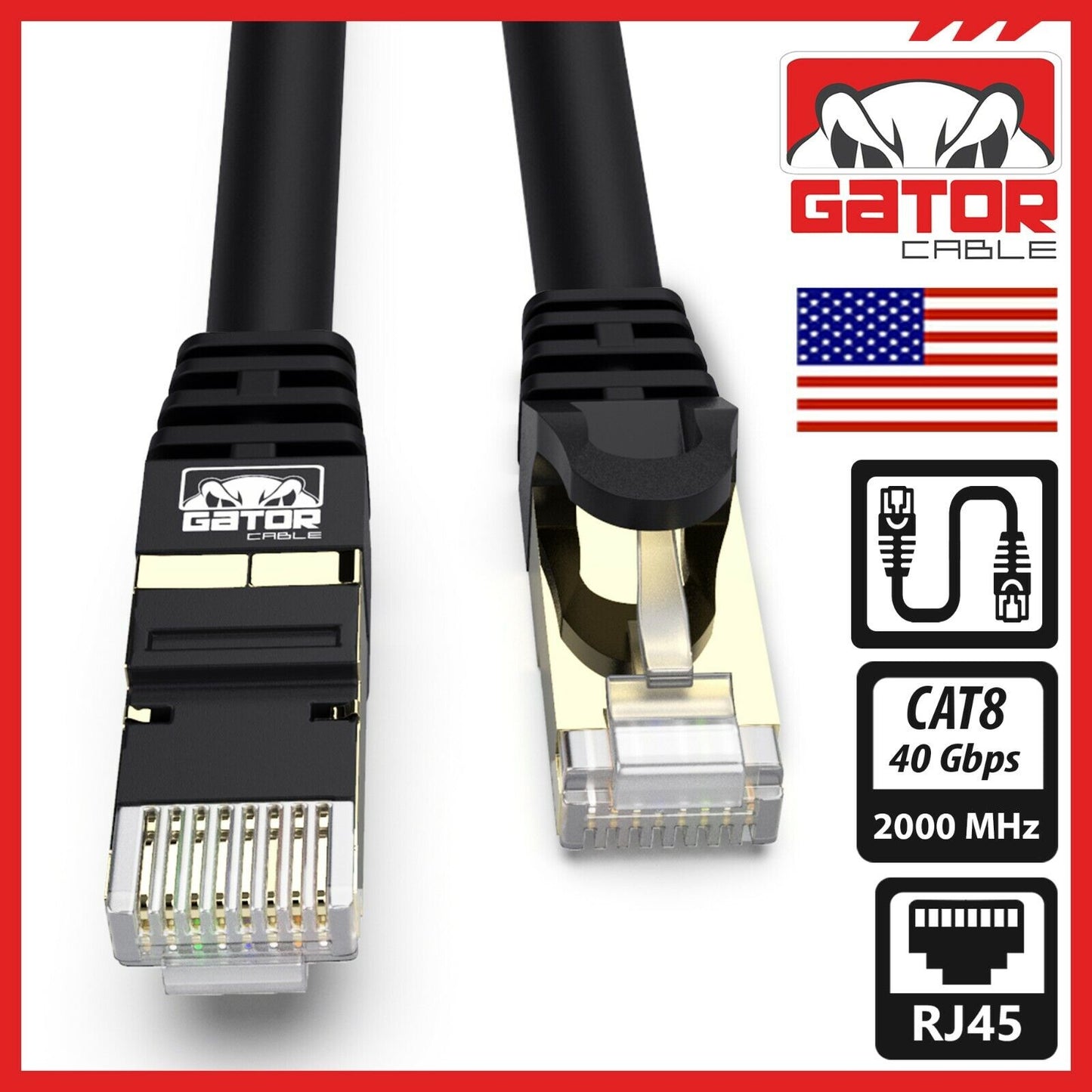 Cat 8 Ethernet RJ45 Cable Super Speed 40Gbps Patch LAN Network Gold Plated Lot