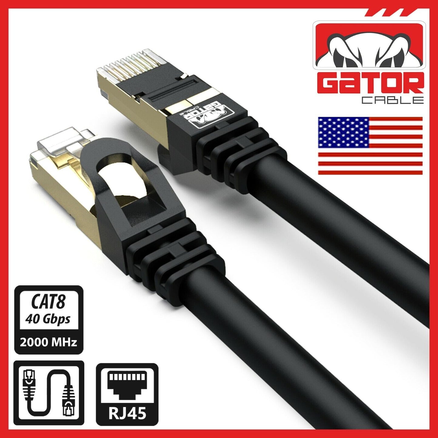 Cat 8 Ethernet RJ45 Cable Super Speed 40Gbps Patch LAN Network Gold Plated Lot