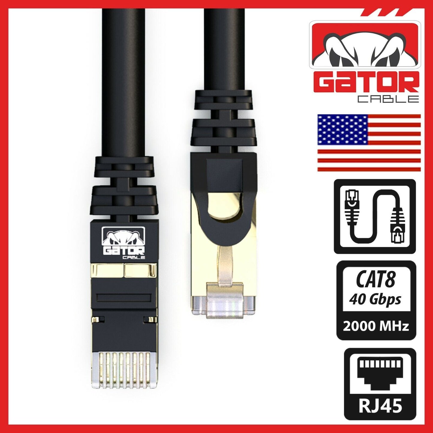 Cat 8 Ethernet RJ45 Cable Super Speed 40Gbps Patch LAN Network Gold Plated Lot