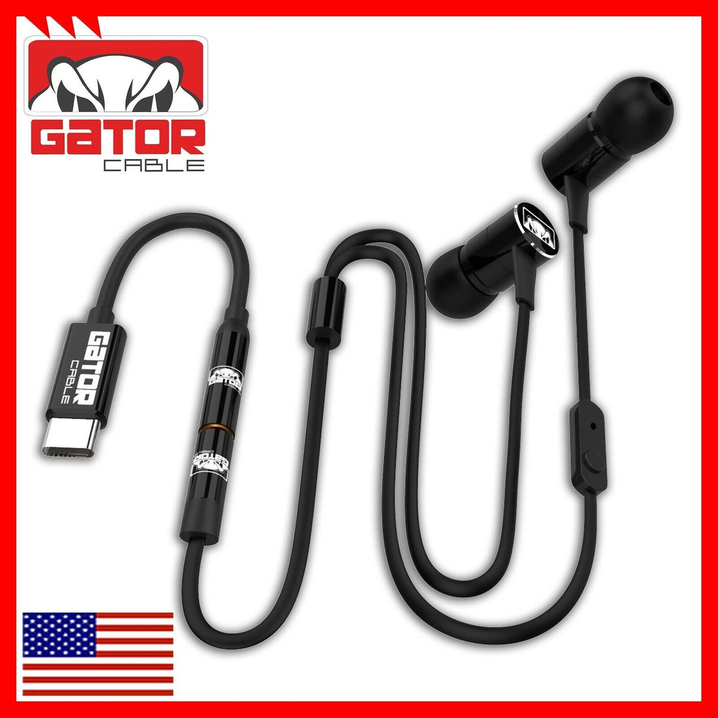 USB-C Type C Connector Earphones Headphones Earbuds Bass Stereo MIC Wired AUX BL