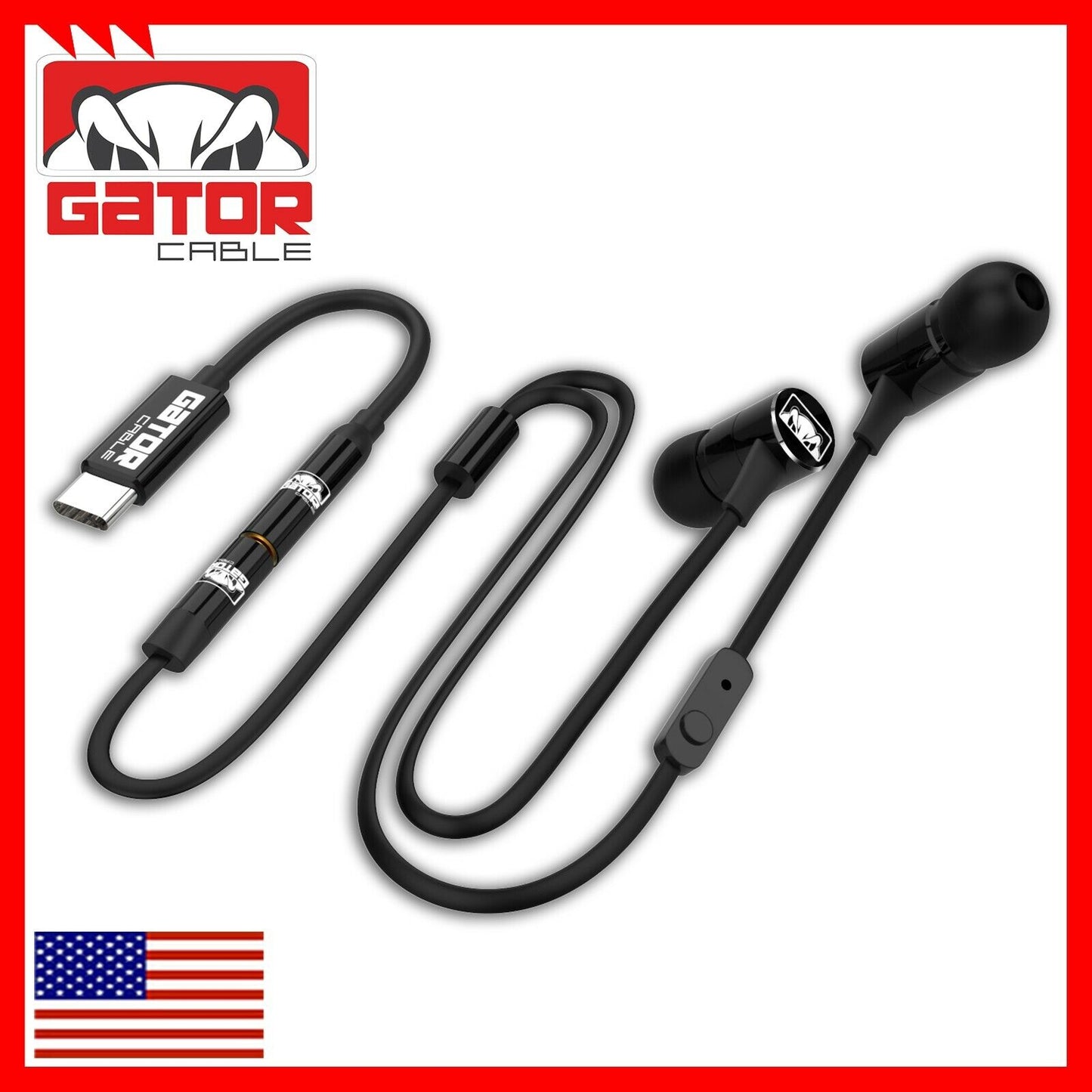 USB-C Type C Connector Earphones Headphones Earbuds Bass Stereo MIC Wired AUX BL