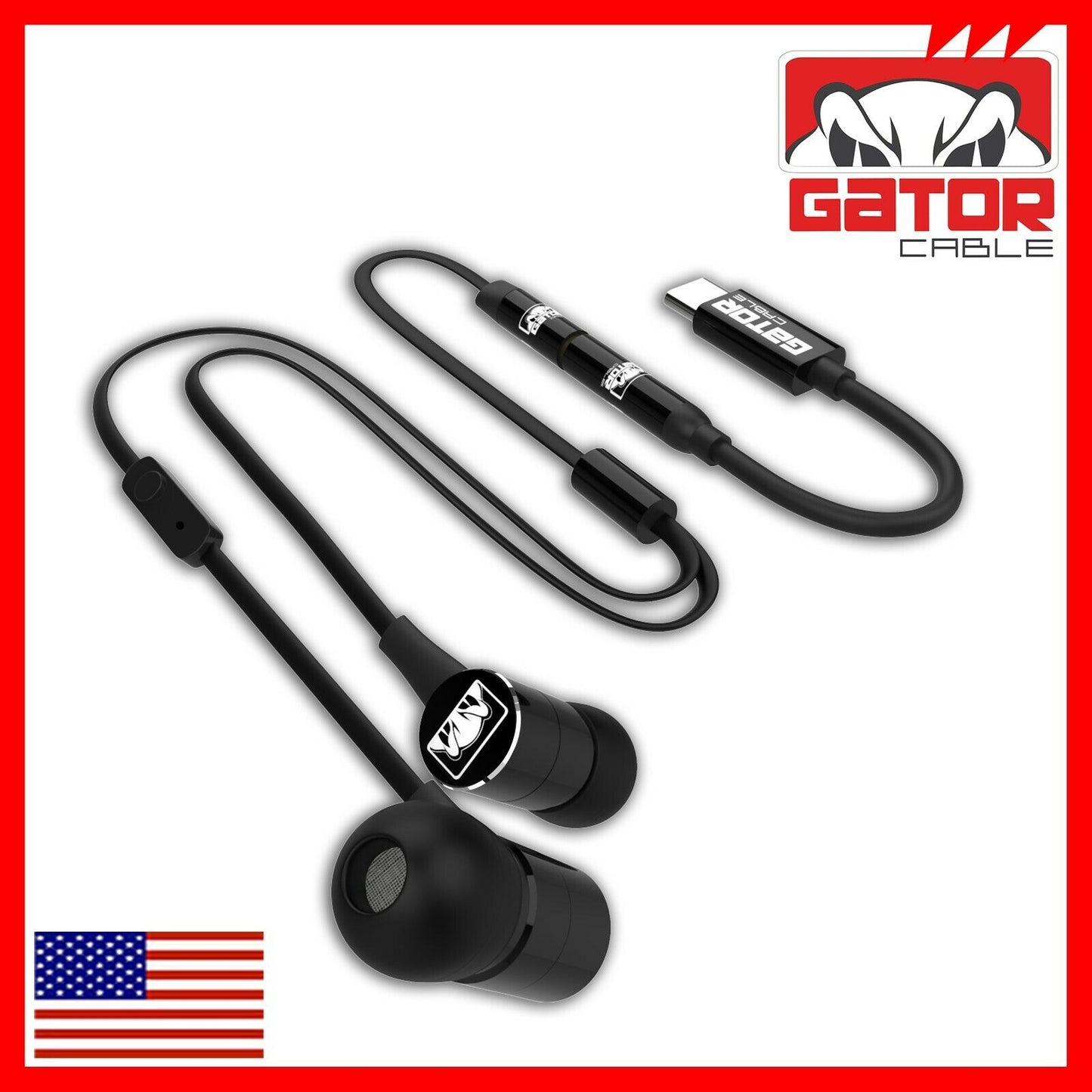 USB-C Type C Connector Earphones Headphones Earbuds Bass Stereo MIC Wired AUX BL