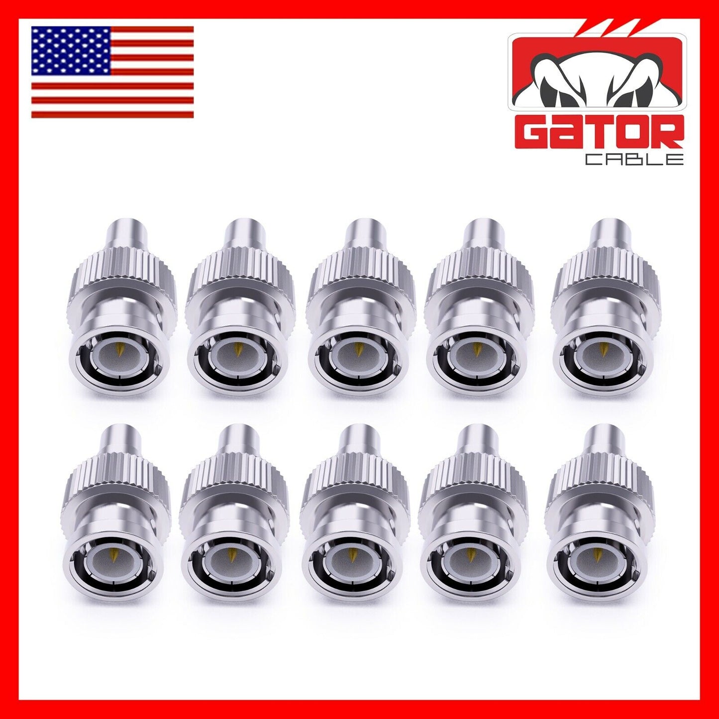 BNC Male Plug to RCA Female Coax Connector Adapter Converter for CCTV Camera 10X