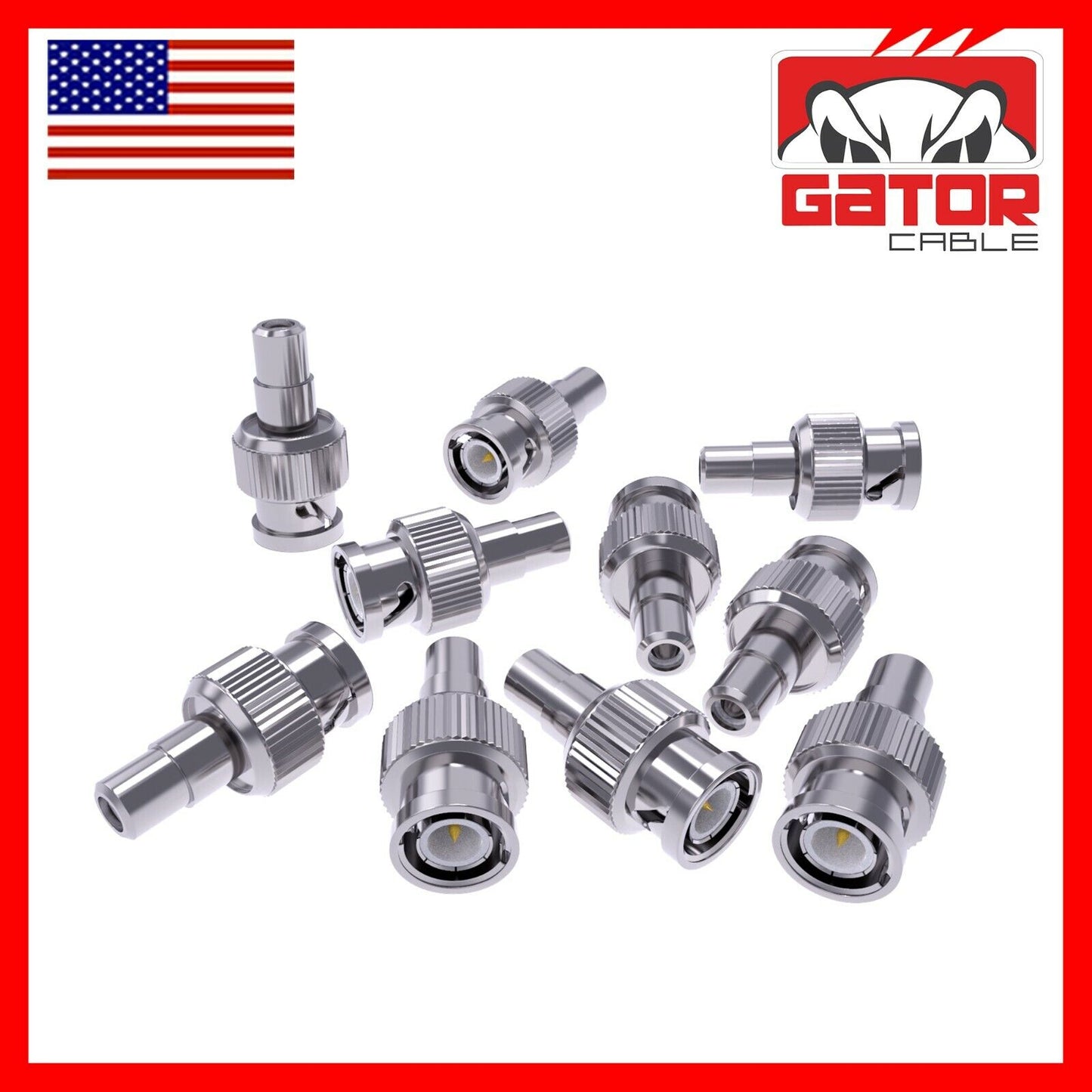 BNC Male Plug to RCA Female Coax Connector Adapter Converter for CCTV Camera 10X