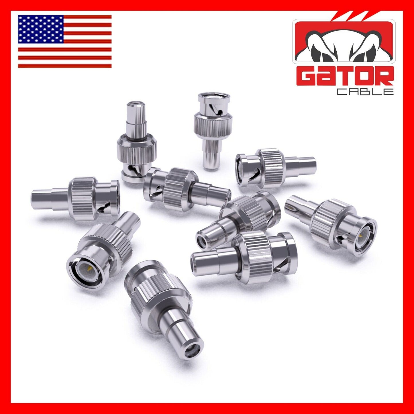 BNC Male Plug to RCA Female Coax Connector Adapter Converter for CCTV Camera 10X