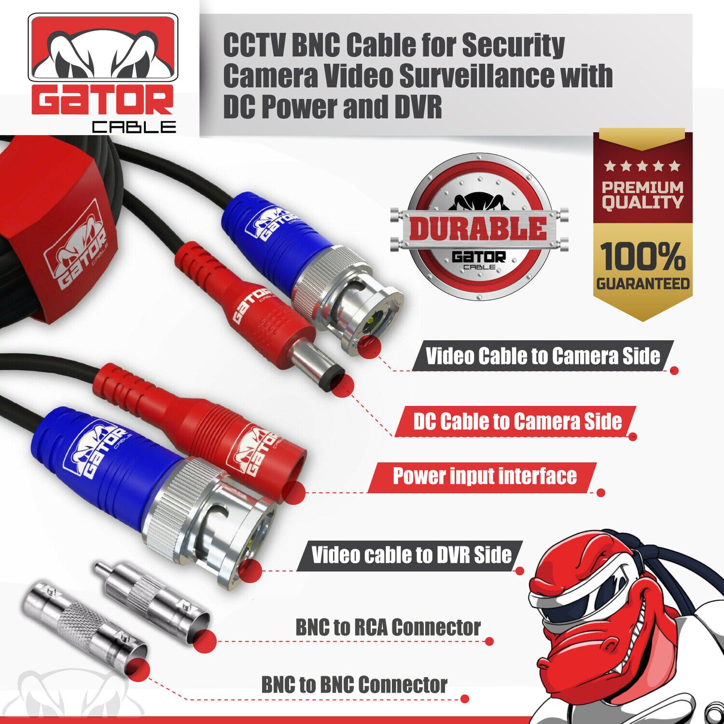 CCTV Cable Security Surveillance Camera BNC Extension Wire DC Power Video DVR