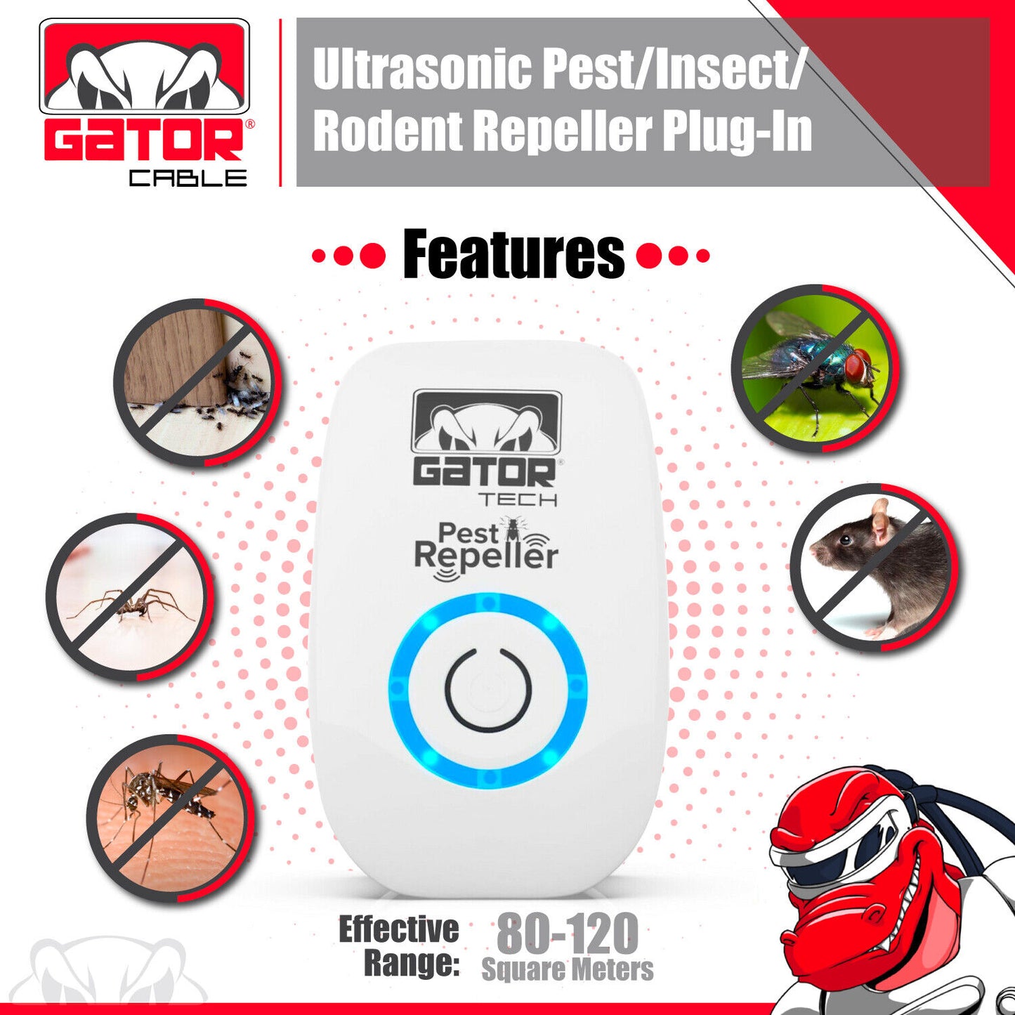 Ultrasonic Pest Insect Rodent Repeller Electronic Plug-In Mice Rat Cockroach Bug