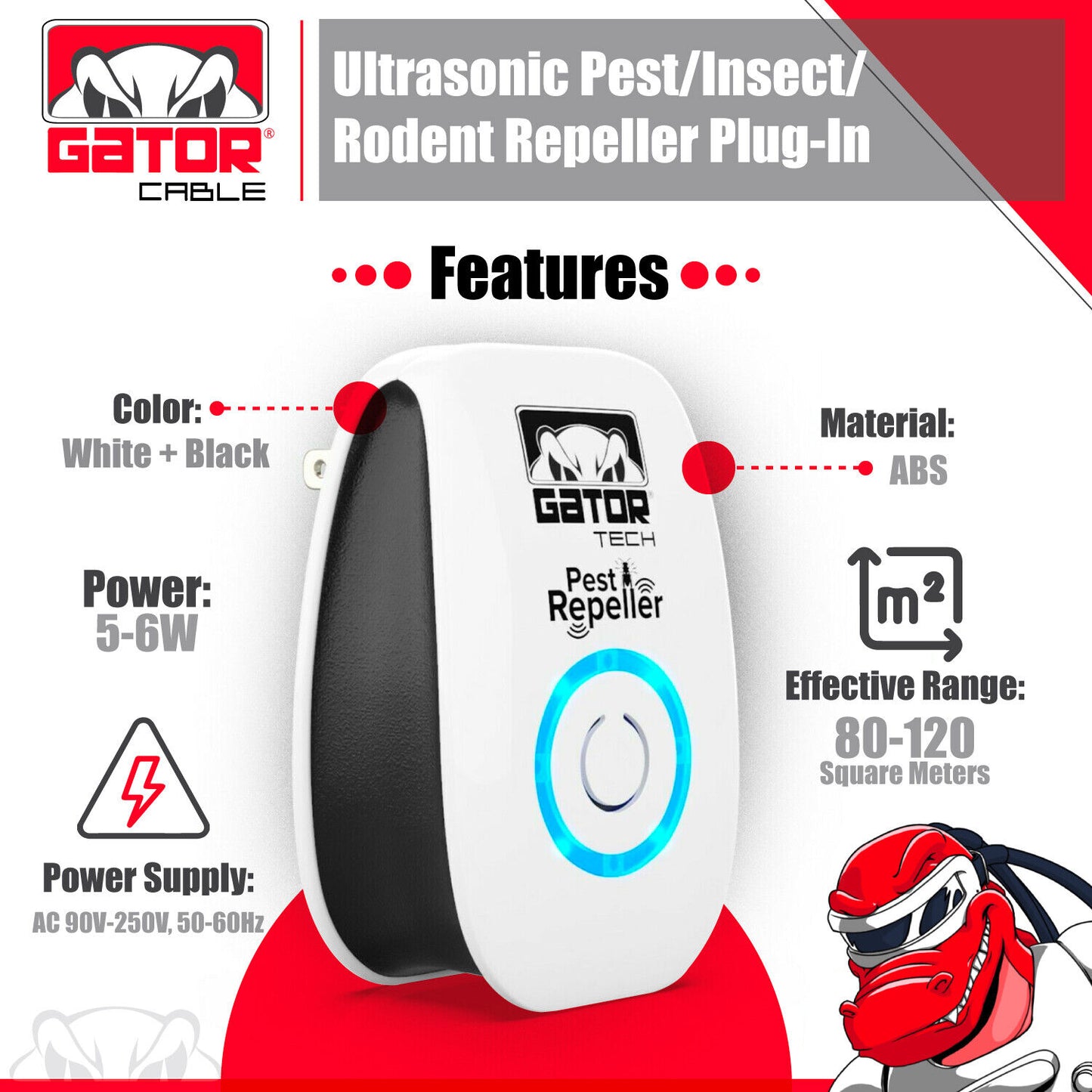 Ultrasonic Pest Insect Rodent Repeller Electronic Plug-In Mice Rat Cockroach Bug
