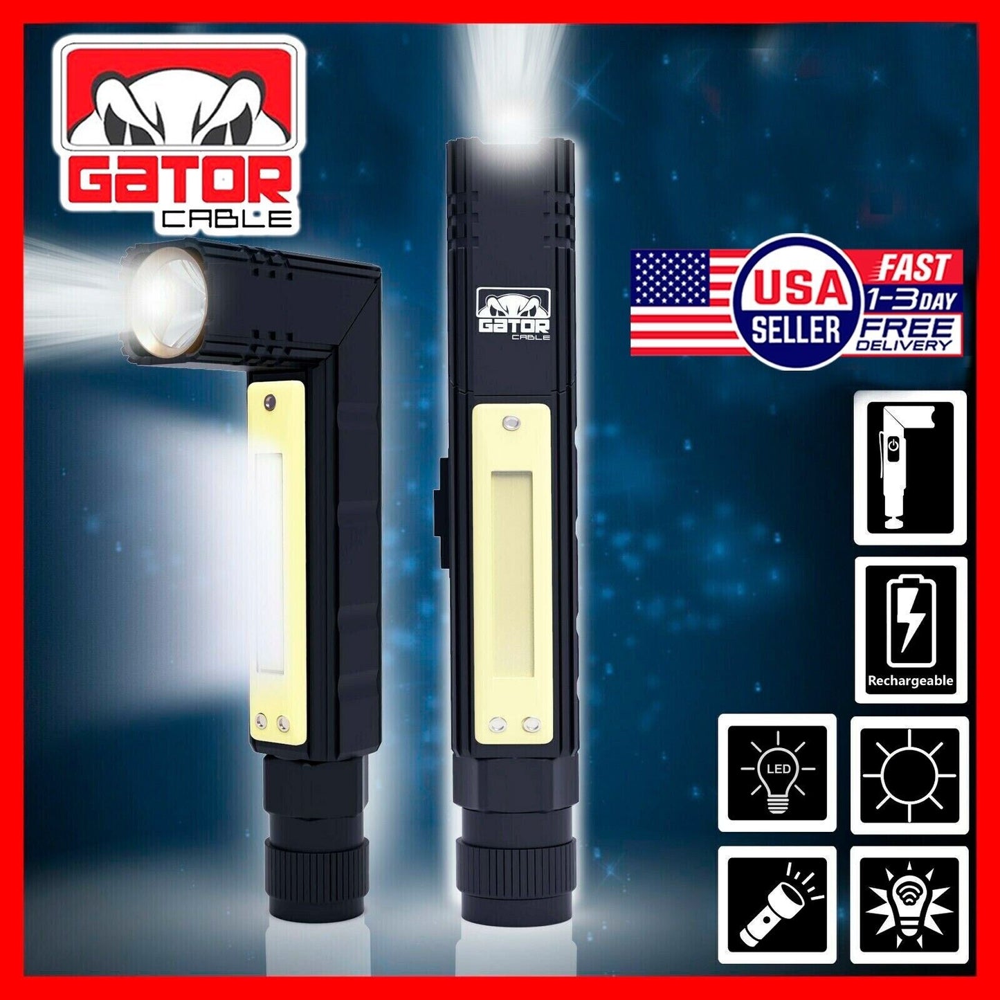 Super Bright Tactical Military LED Flashlight Torch Lamp 90° Degree Angle Light