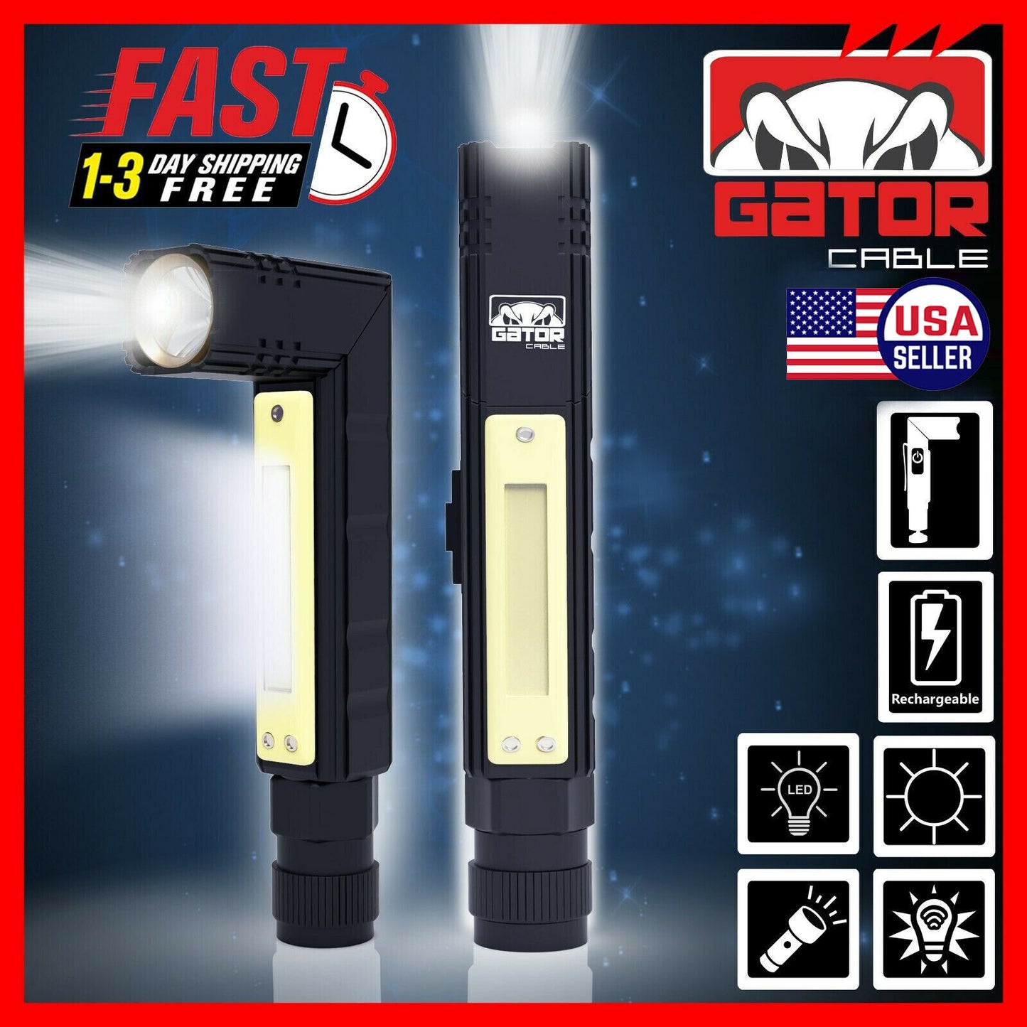 Super Bright Tactical Military LED Flashlight Torch Lamp 90° Degree Angle Light