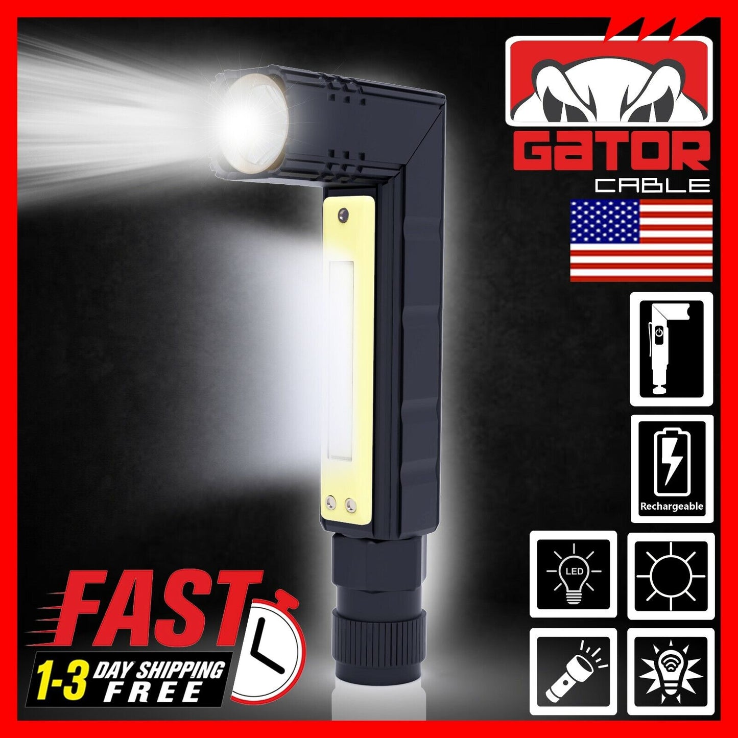 Super Bright Tactical Military LED Flashlight Torch Lamp 90° Degree Angle Light