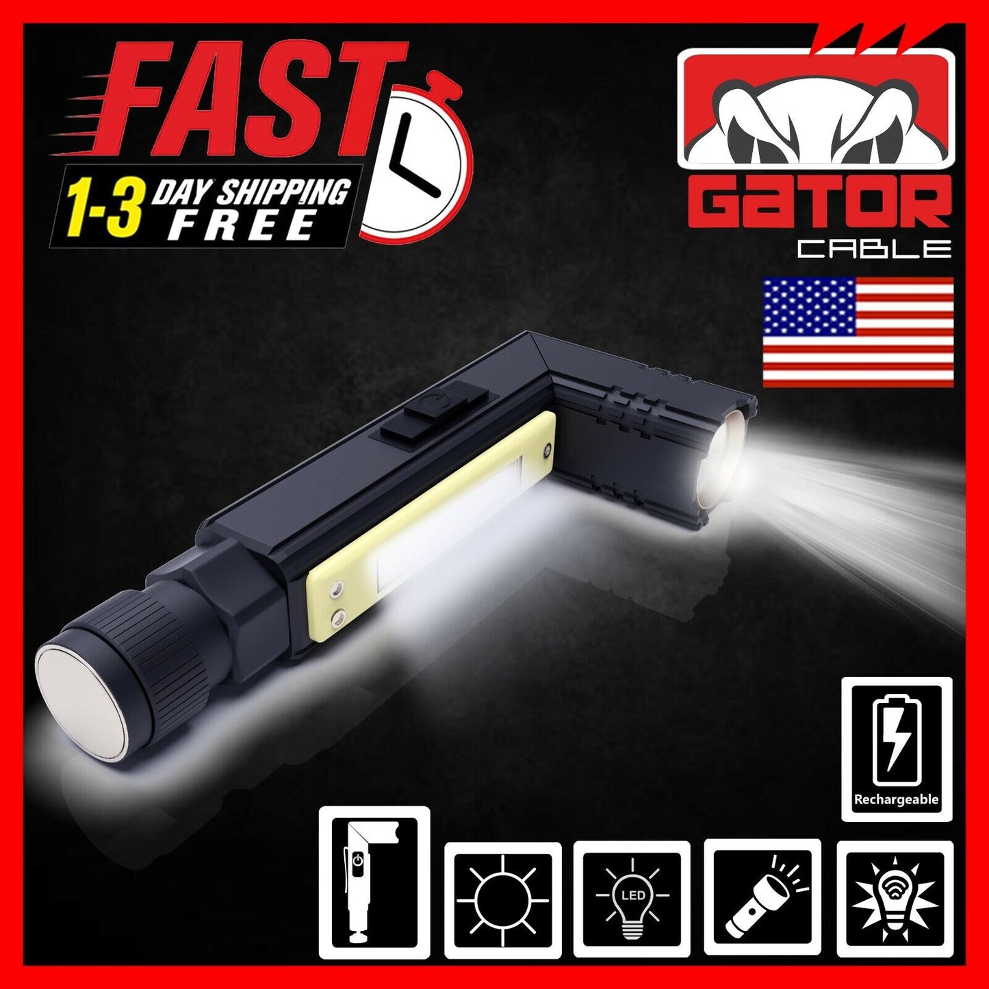 Super Bright Tactical Military LED Flashlight Torch Lamp 90° Degree Angle Light