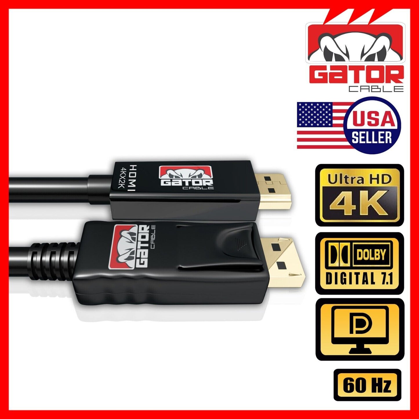4K Display Port DP to HDMI Cable 60Hz 2160P 25.92Gbps HDR Audio Video Adapter PC